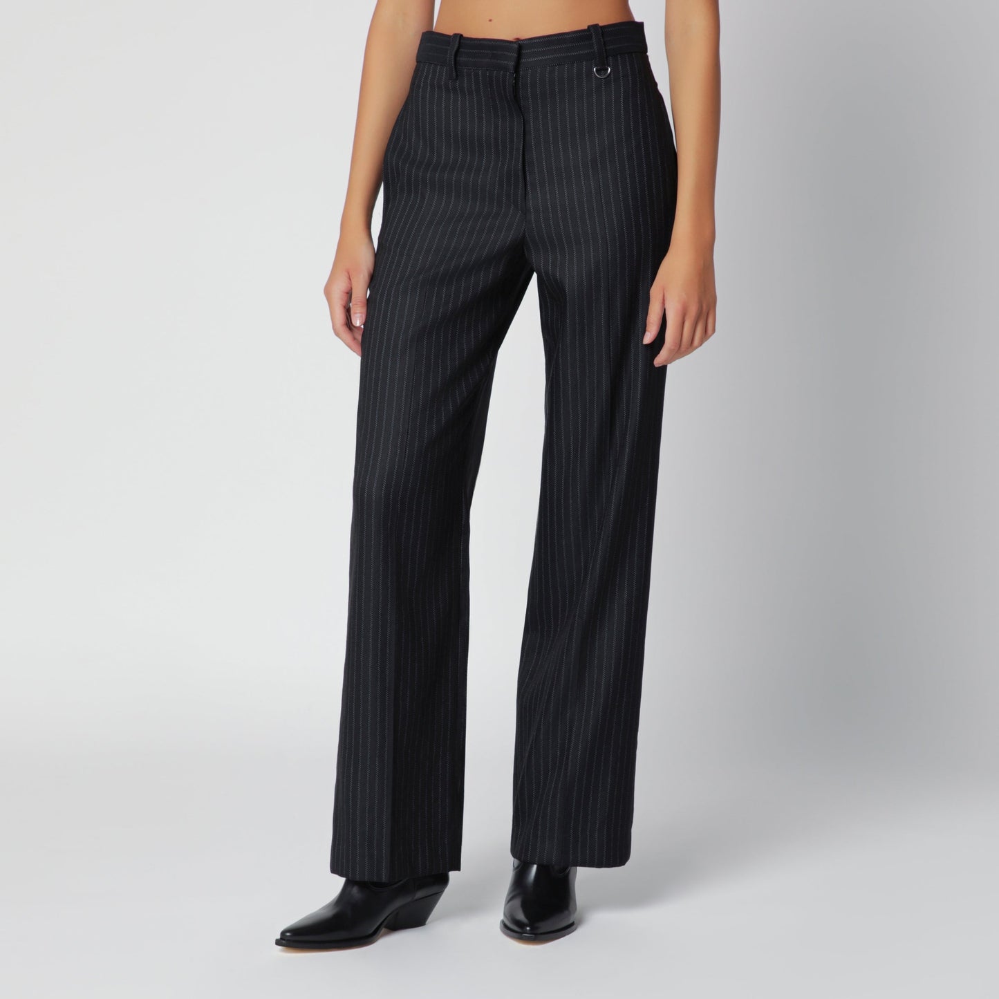 Isabel Marant Black Pinstripe Wool-Blend Trousers Women ISABEL MARANT