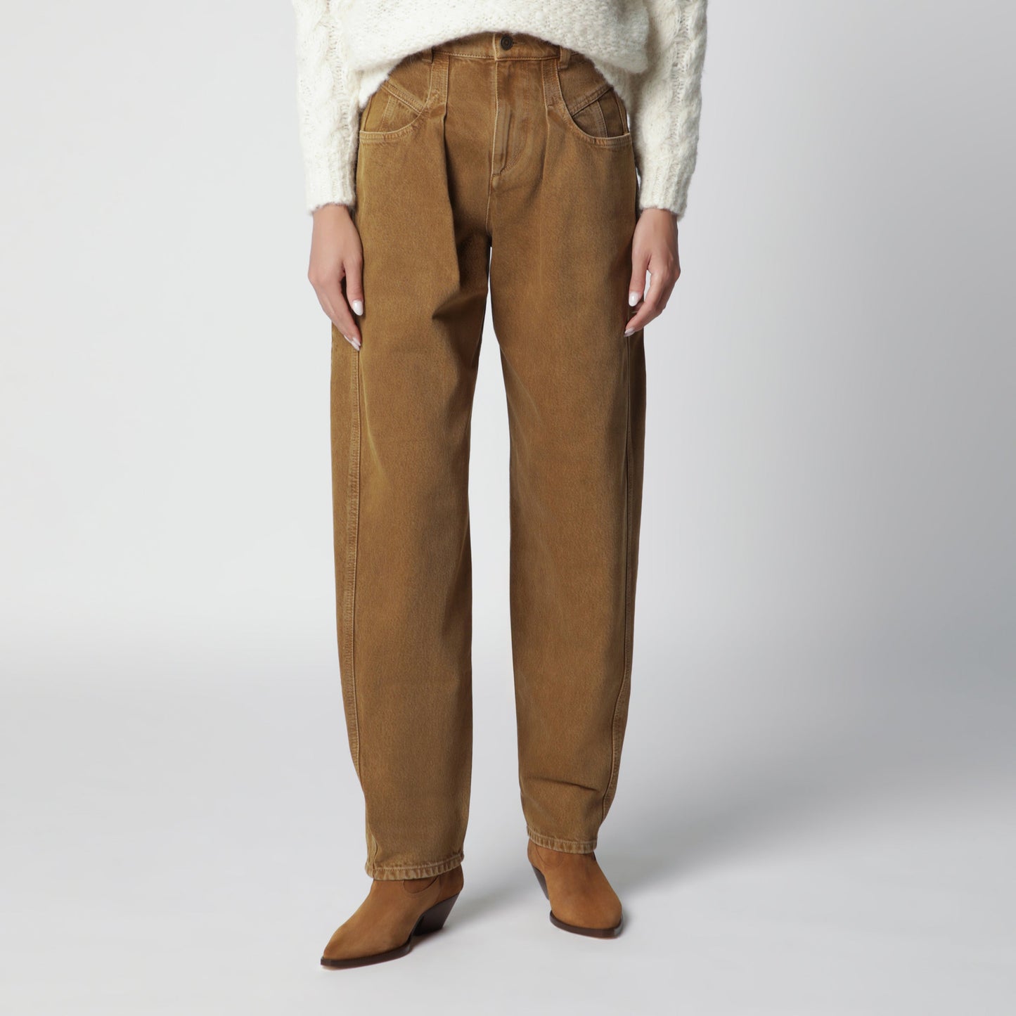 Isabel Marant Lisha Barrel Jeans In Cotton Denim Bronze Women ISABEL MARANT
