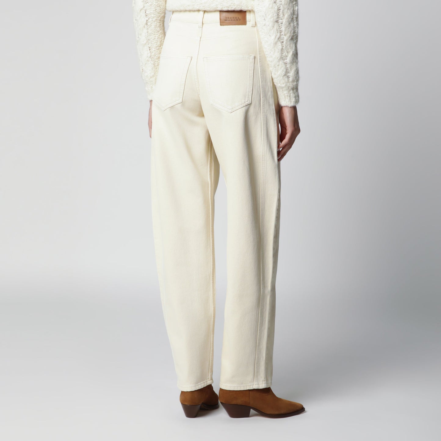 Isabel Marant Lisha Barrel Jeans In Cotton Denim Beige Women ISABEL MARANT