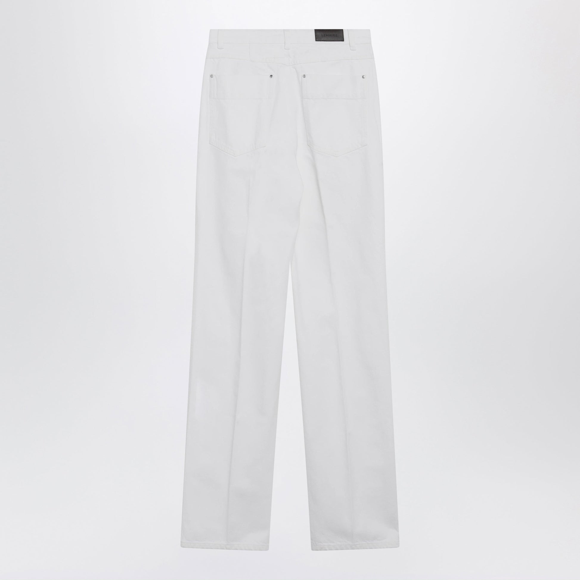Lemaire High-Waisted Straight-Leg Jeans With Belt In White Denim Women LEMAIRE