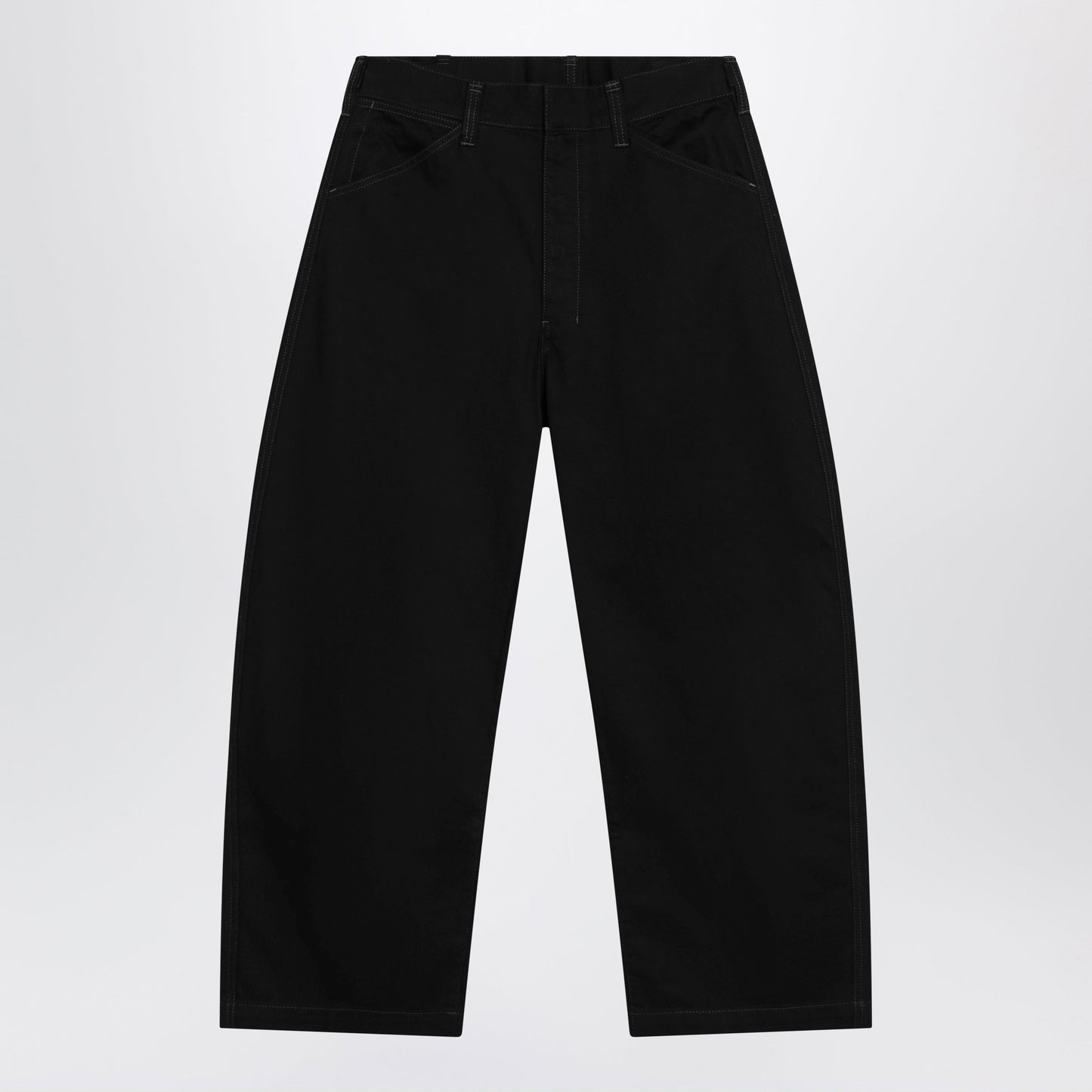 Lemaire Black Wide-Leg Cotton Trousers Men LEMAIRE
