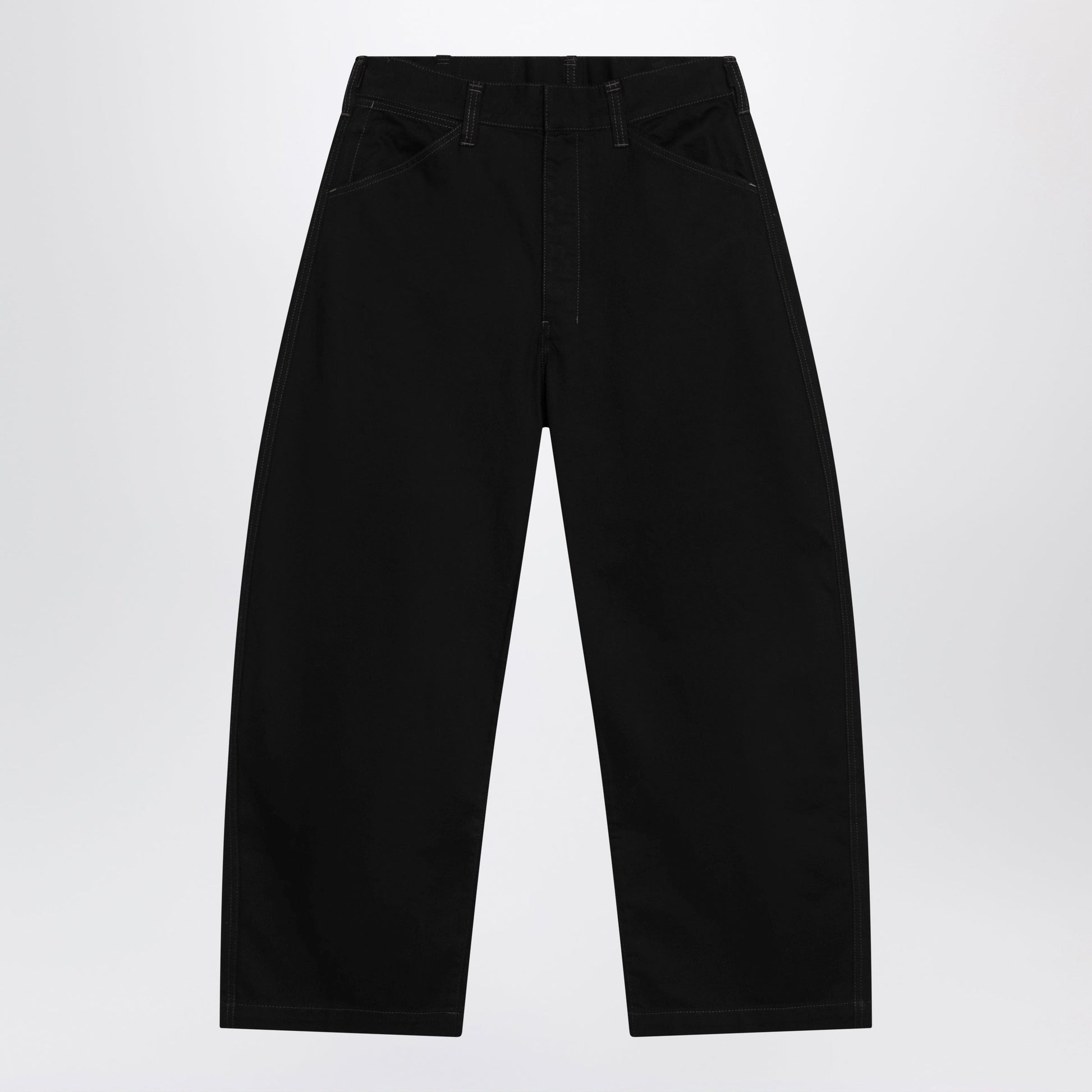 Lemaire Black Wide-Leg Cotton Trousers Men LEMAIRE