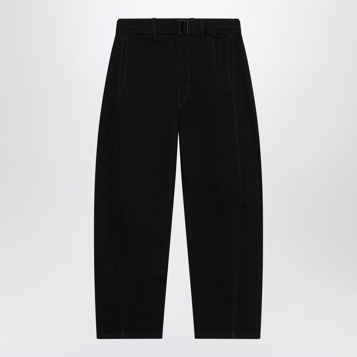 Lemaire Black Cotton Trousers With Belt Women LEMAIRE