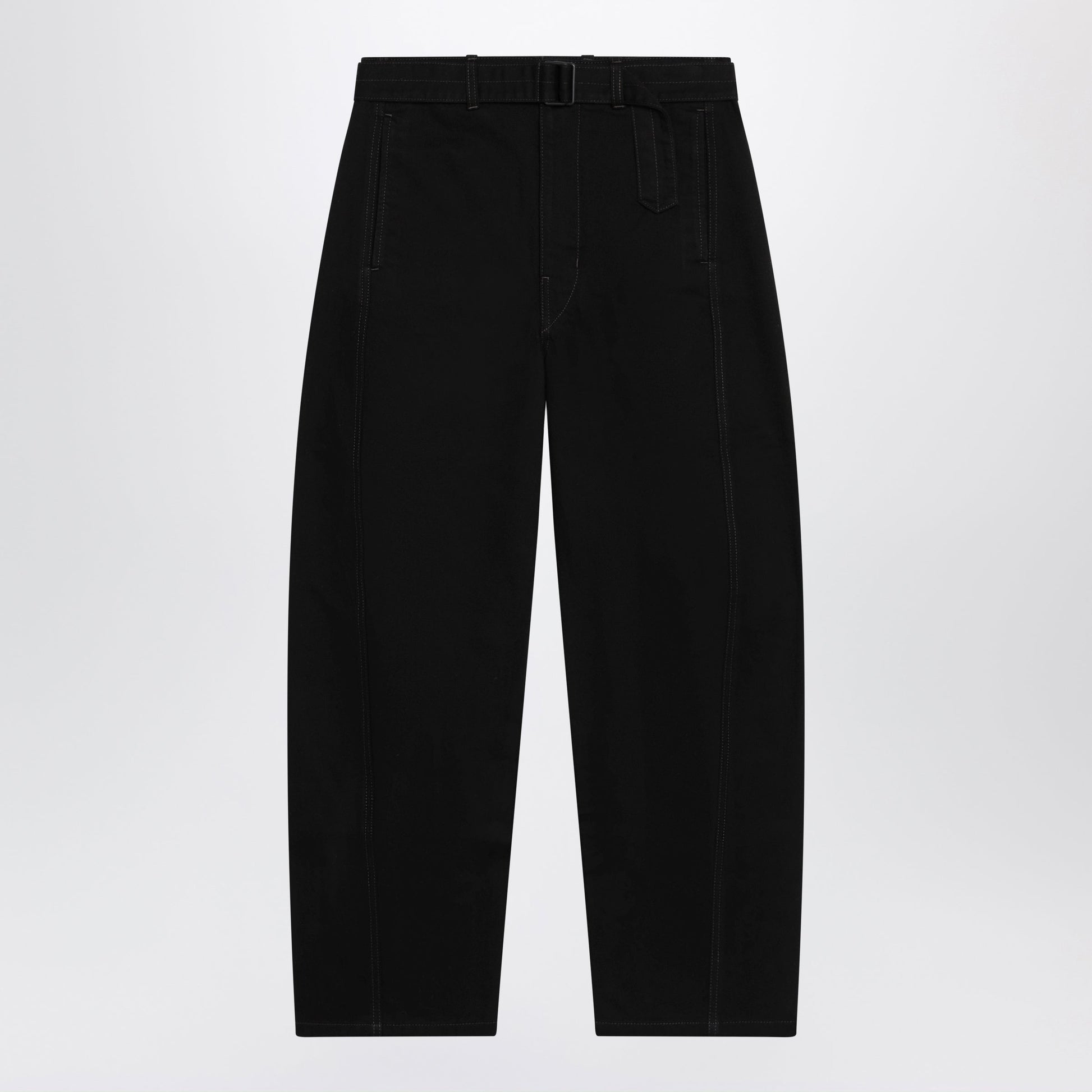 Lemaire Black Cotton Trousers With Belt Women LEMAIRE