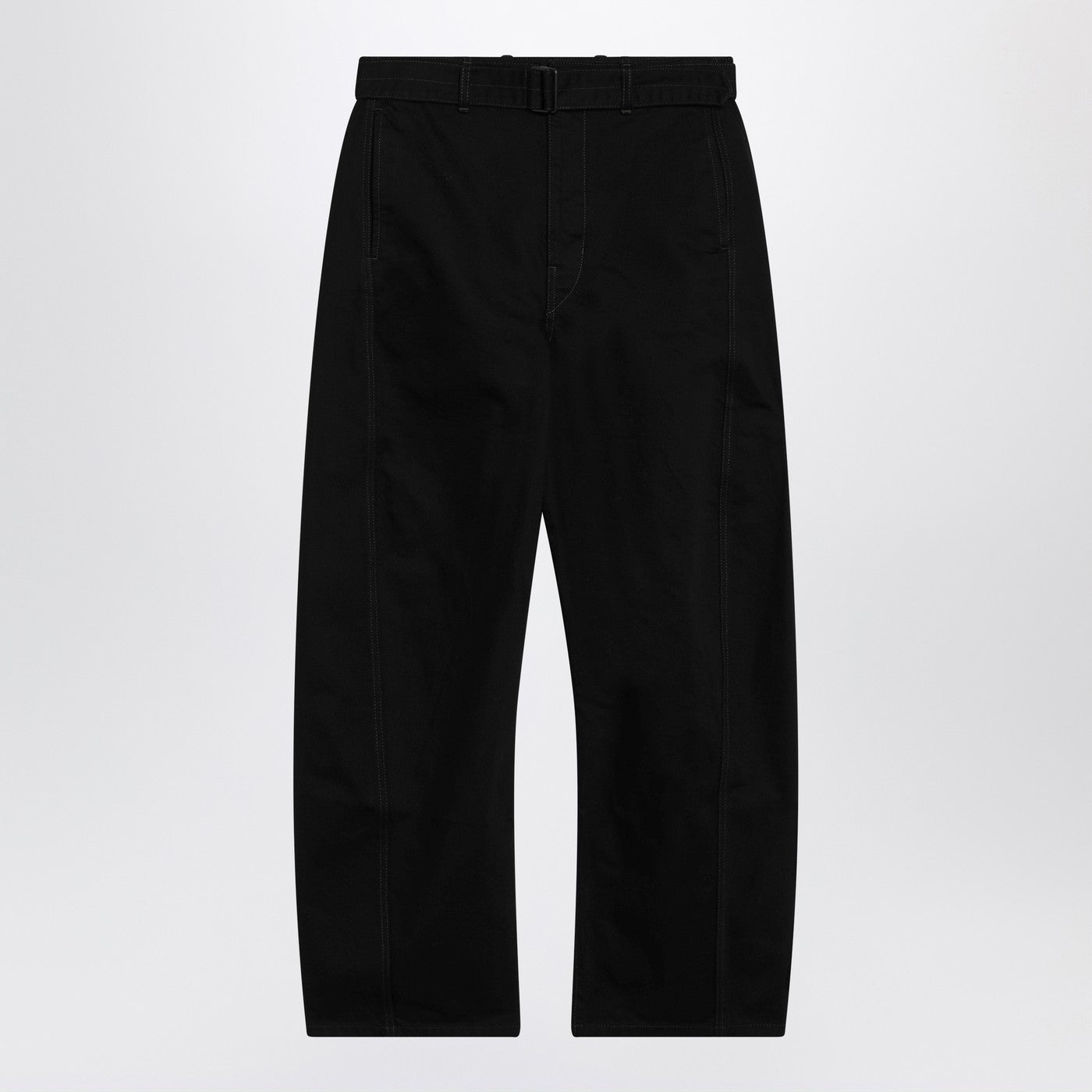 Lemaire Black Cotton Trousers With Belt Men LEMAIRE