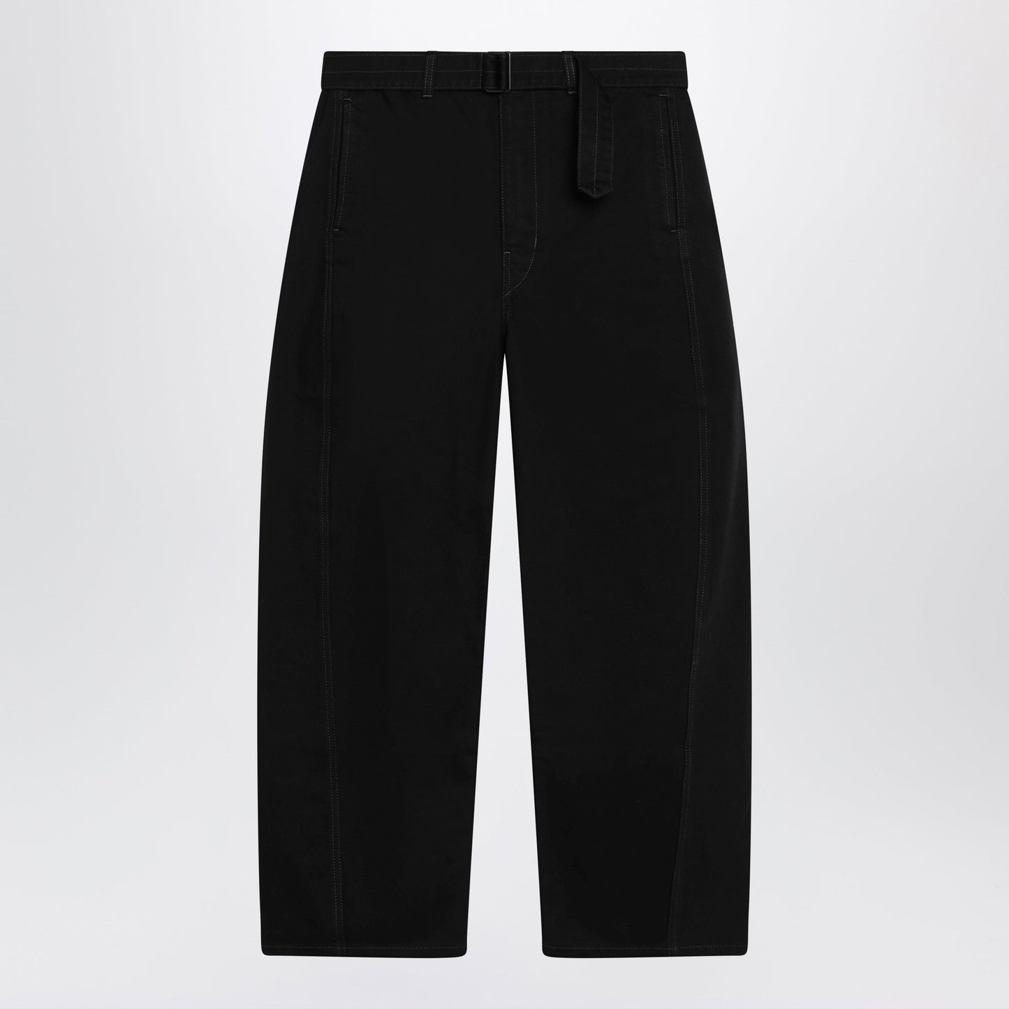 Lemaire Black Cotton Trousers With Belt Men LEMAIRE