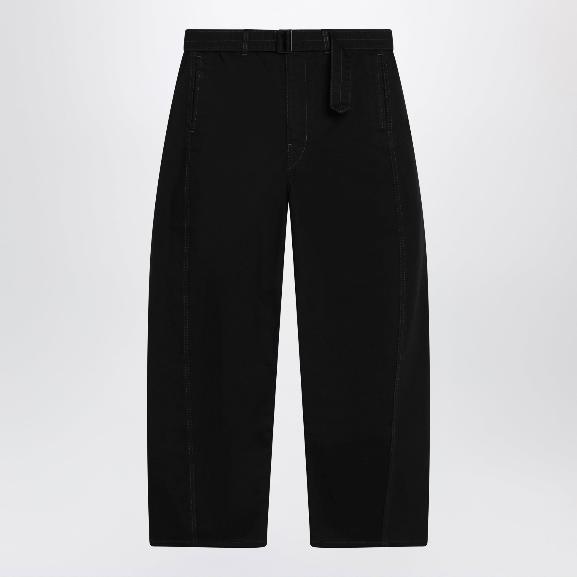 Lemaire Black Cotton Trousers With Belt Men LEMAIRE
