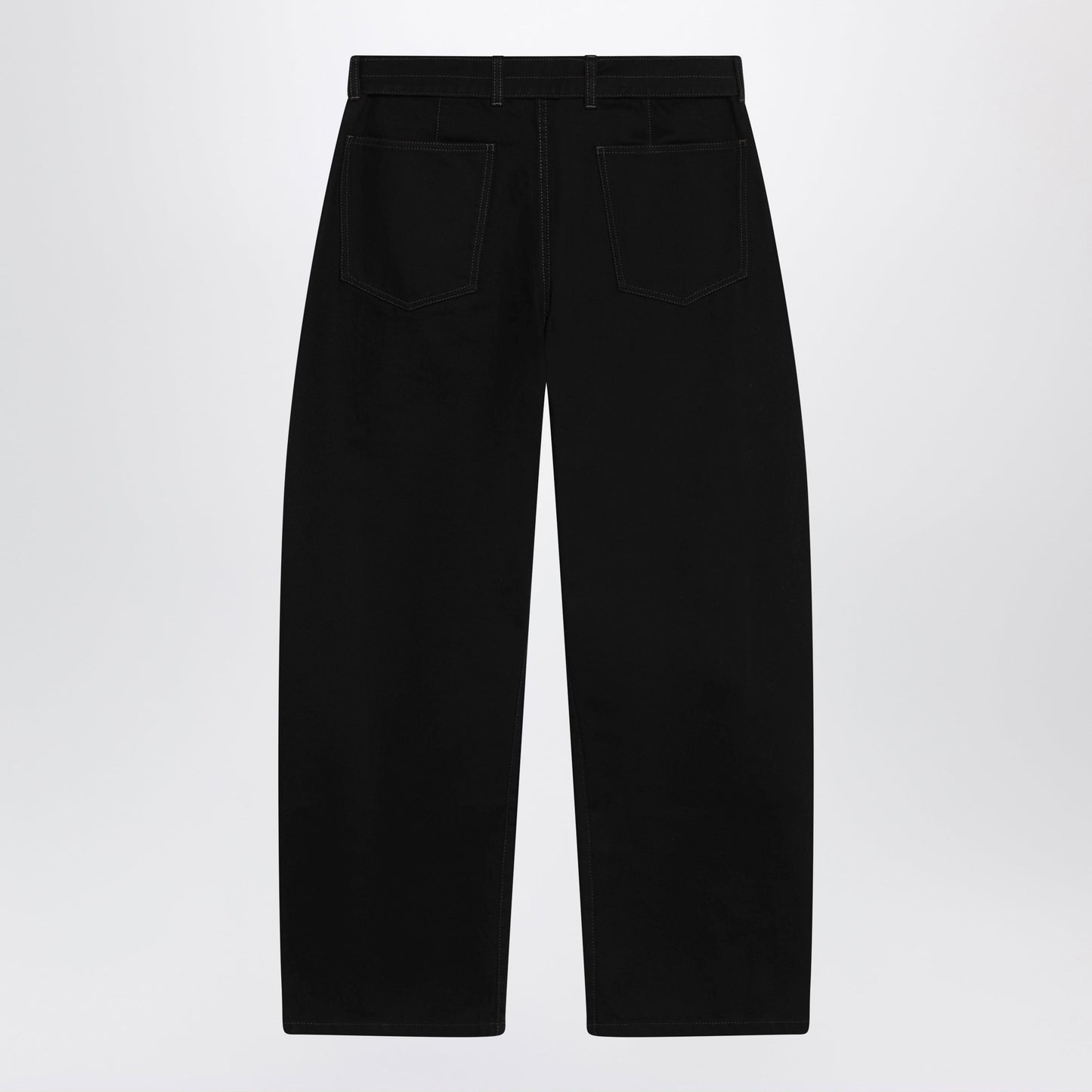 Lemaire Black Cotton Trousers With Belt Men LEMAIRE