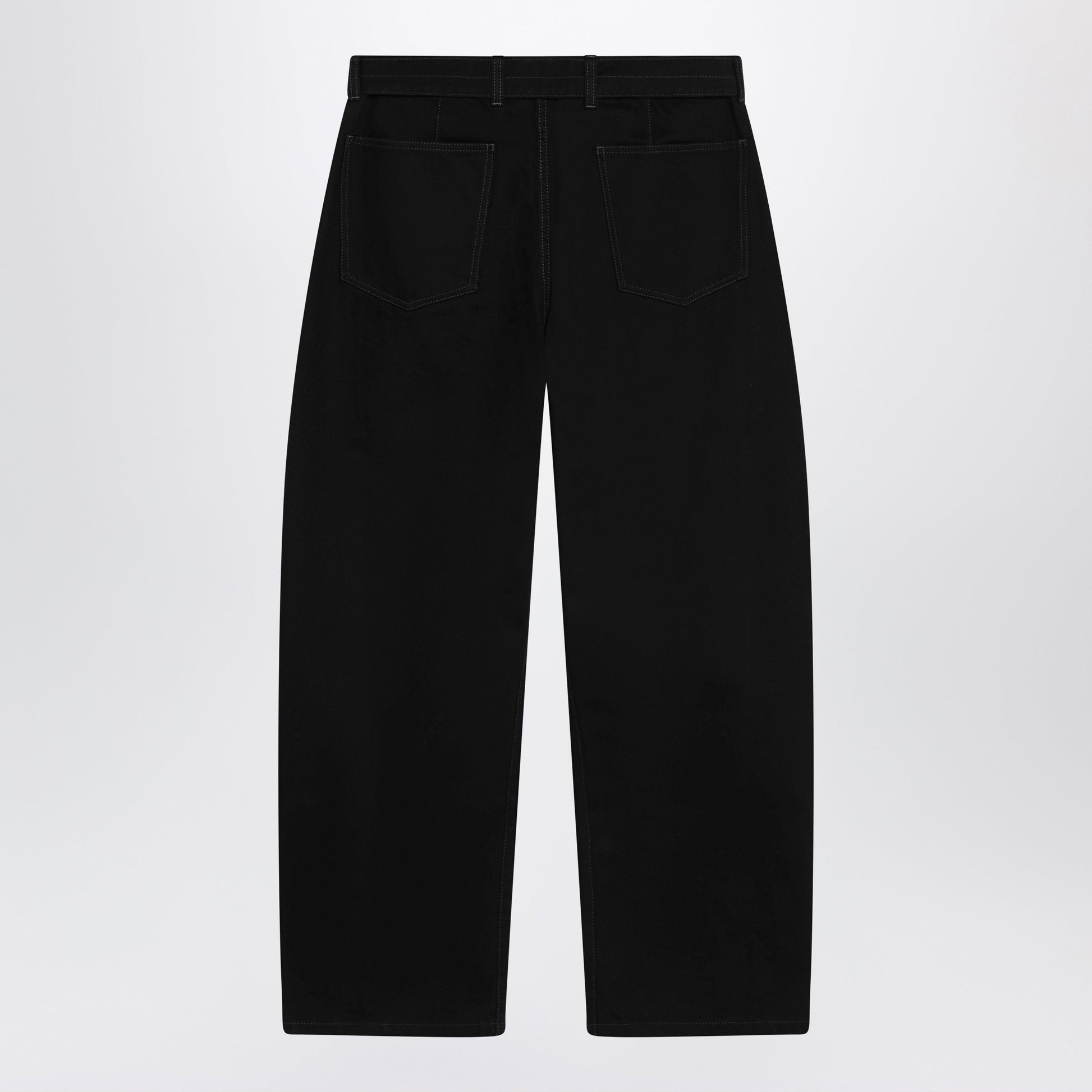 Lemaire Black Cotton Trousers With Belt Men LEMAIRE