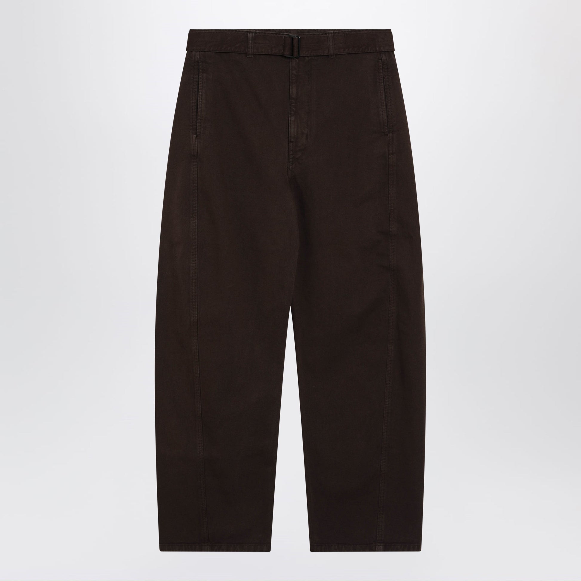 Lemaire Brown Cotton Trousers With Belt Men LEMAIRE