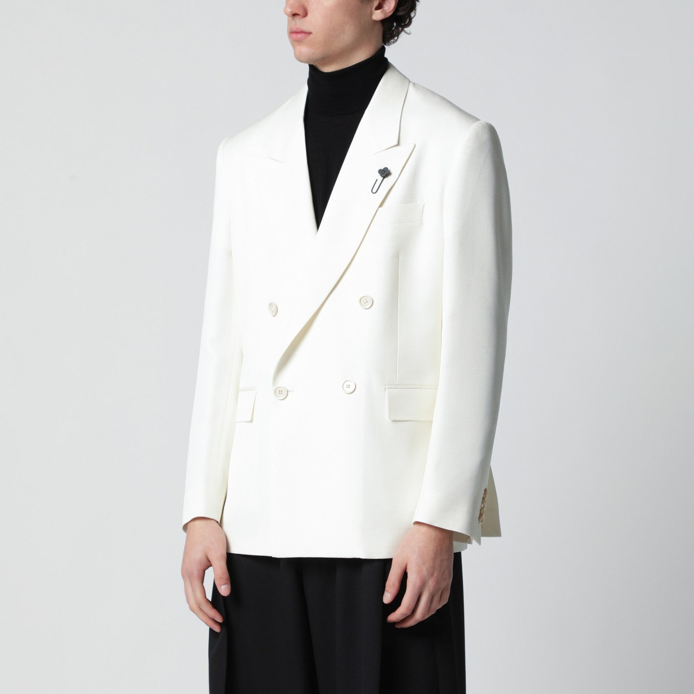 Lardini White Viscose Double-Breasted Suit Men Lardini
