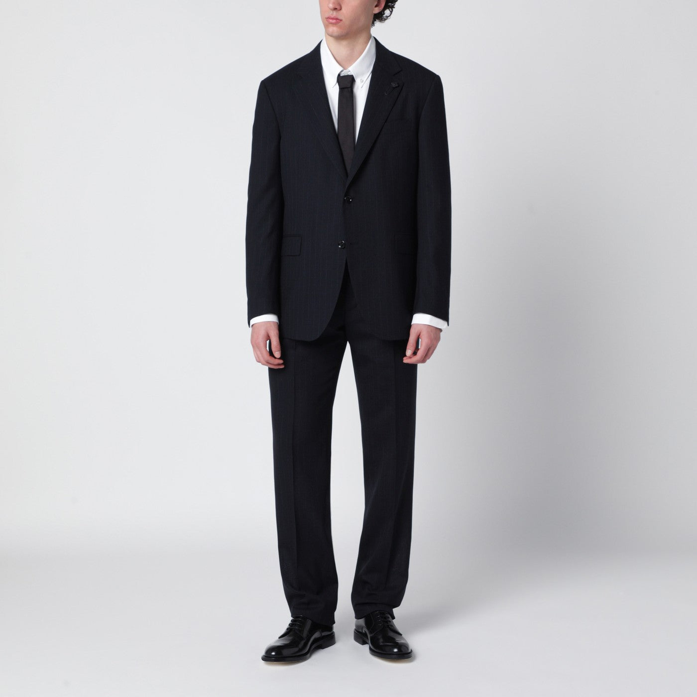 Lardini Blue Pinstripe Wool Single-Breasted Suit Men Lardini