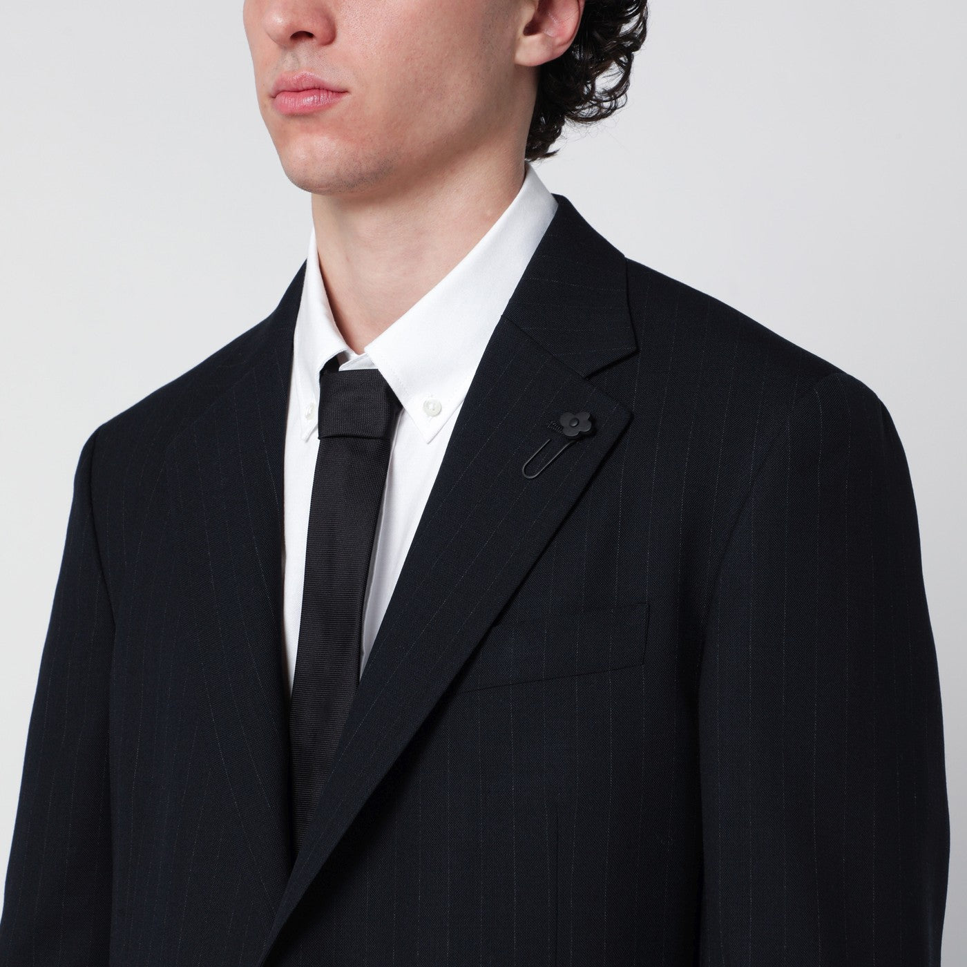 Lardini Blue Pinstripe Wool Single-Breasted Suit Men Lardini