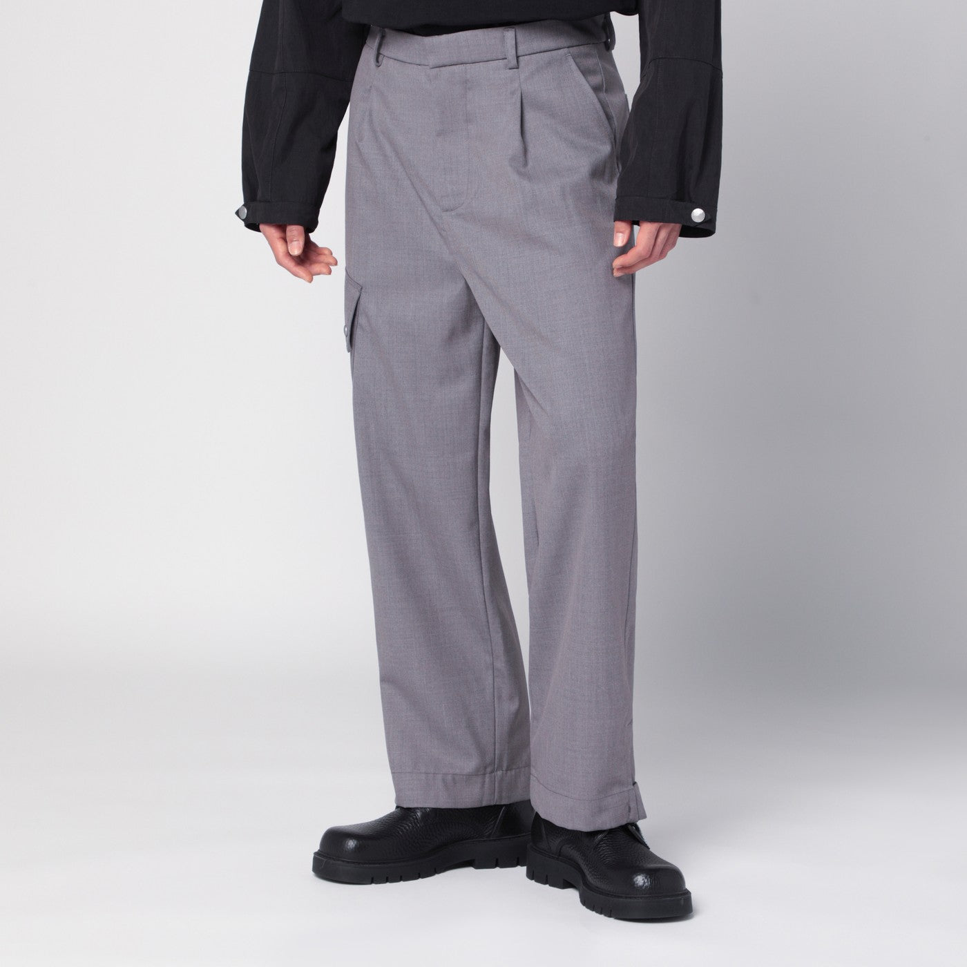 Oamc Peacemaker Grey Wool-Blend Trousers Men OAMC