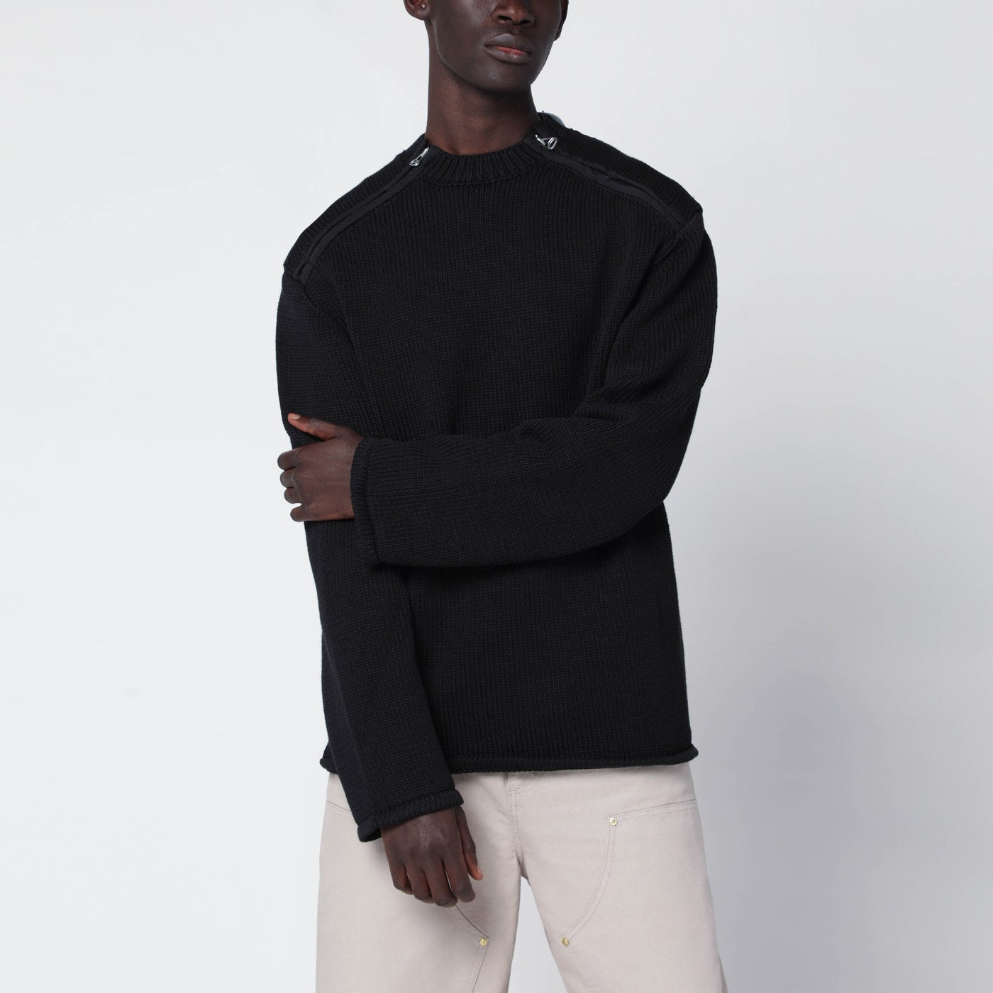 Oamc Black Cotton Sweater Men OAMC