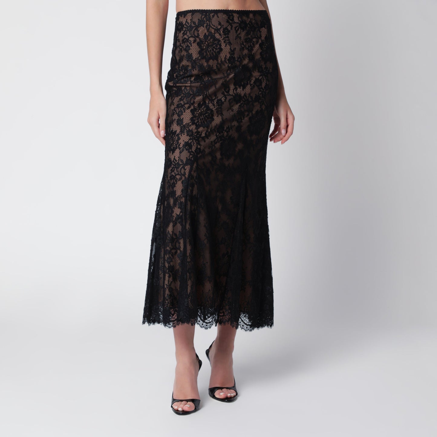 Self Portrait Lace Midi Skirt In Black Women SELF-PORTRAIT