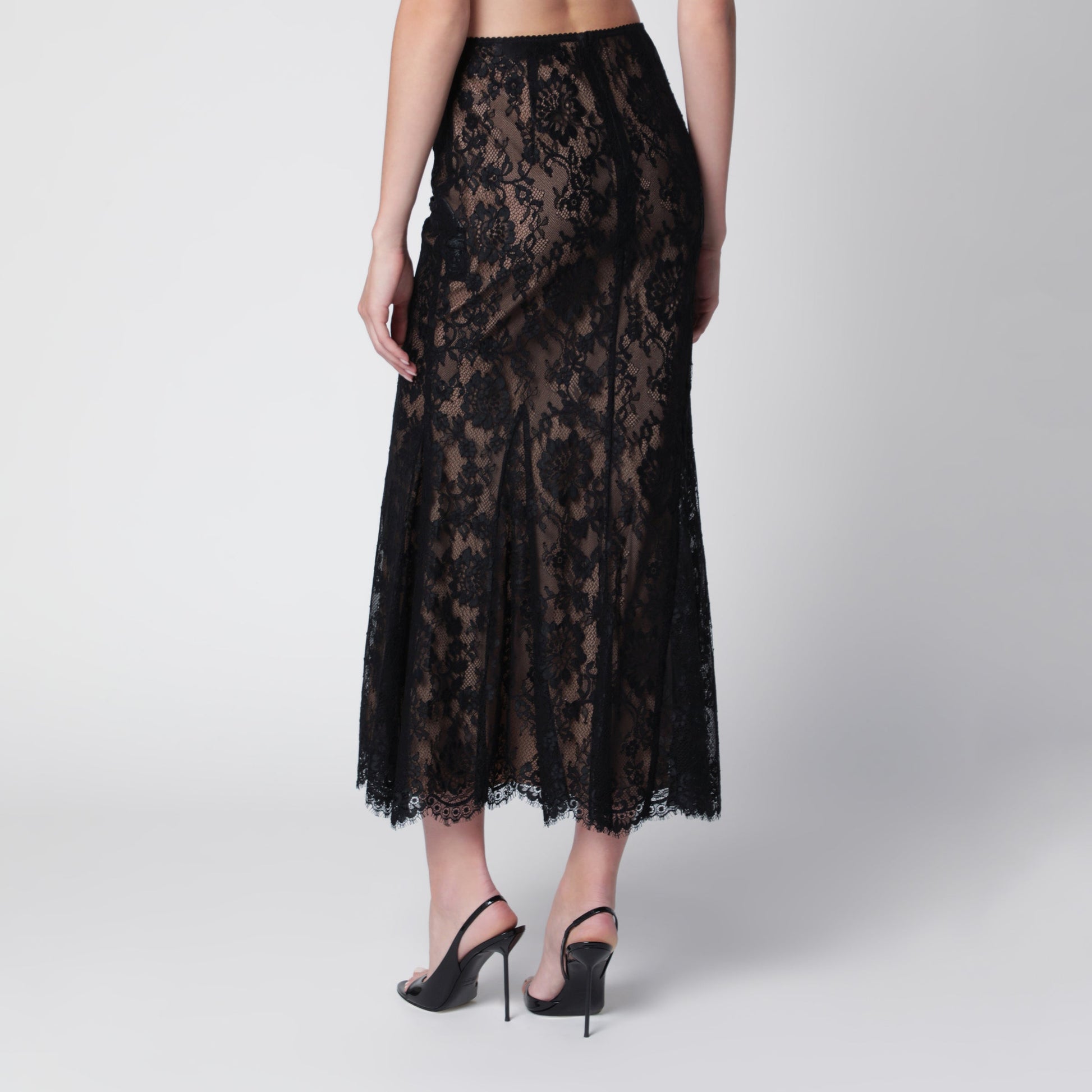 Self Portrait Lace Midi Skirt In Black Women SELF-PORTRAIT