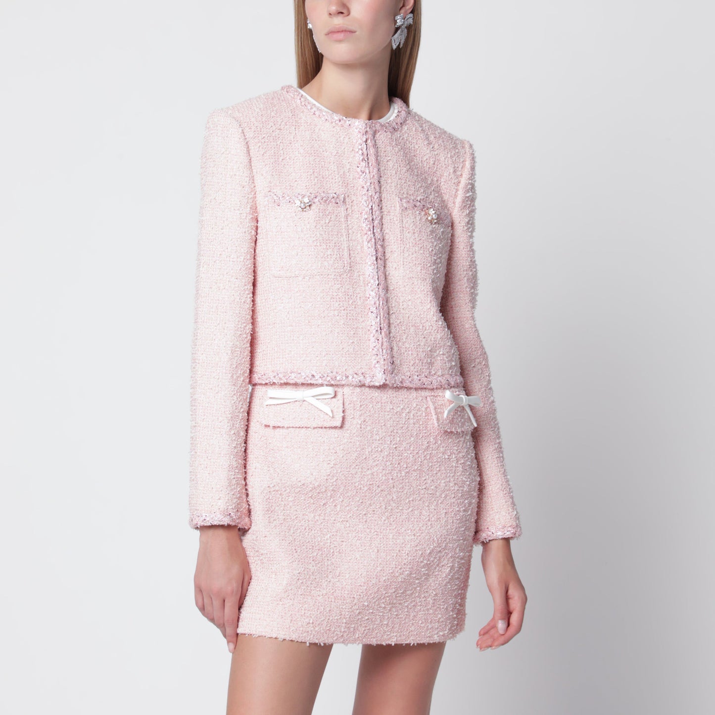 Self Portrait Pink Boucle Jacket Women SELF-PORTRAIT