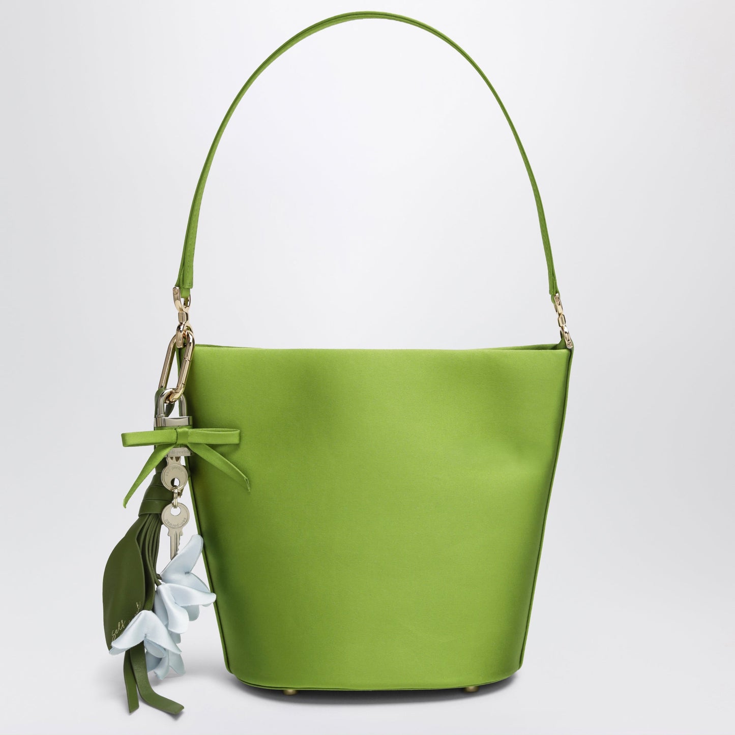 Self-Portrait Green Satin Bucket Bag Women SELF-PORTRAIT