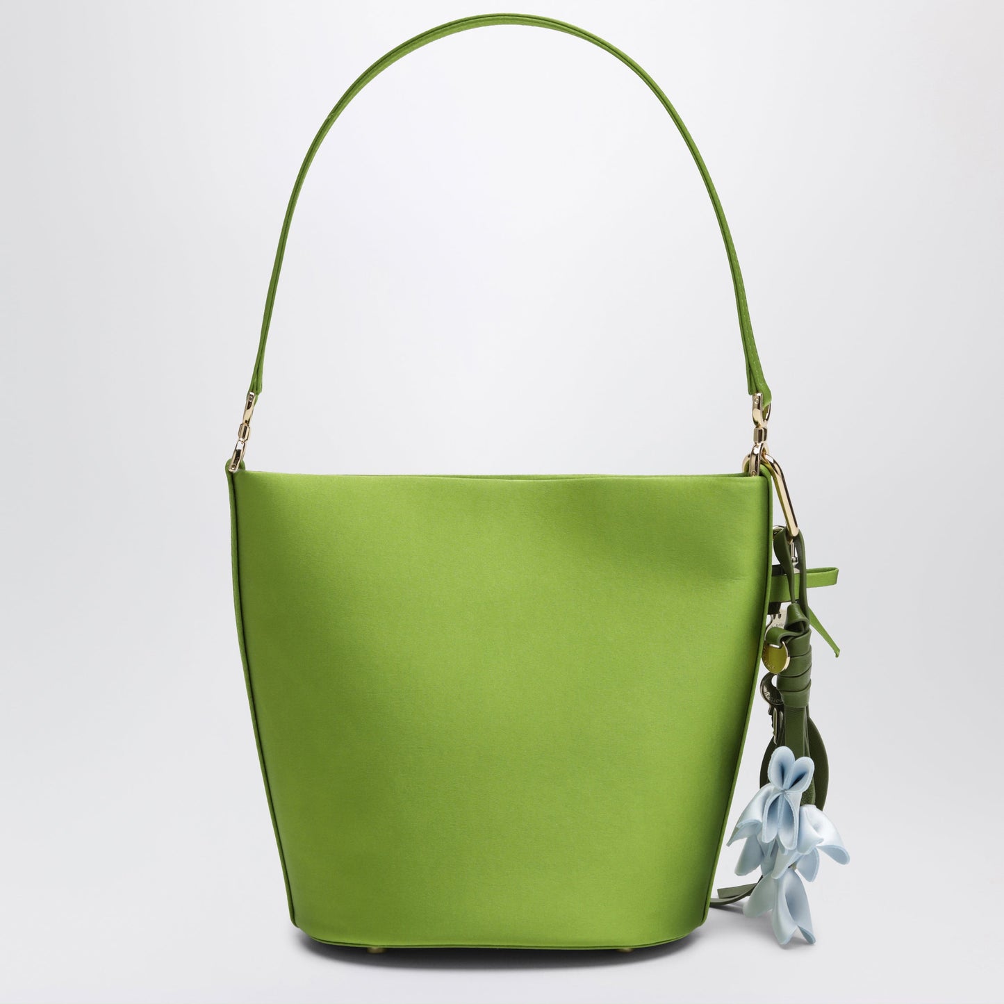 Self-Portrait Green Satin Bucket Bag Women SELF-PORTRAIT