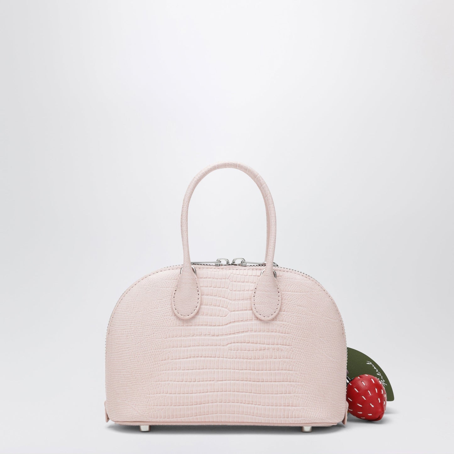 Self Portrait Mini Embossed Leather Bowling Bag In Pink Women SELF-PORTRAIT