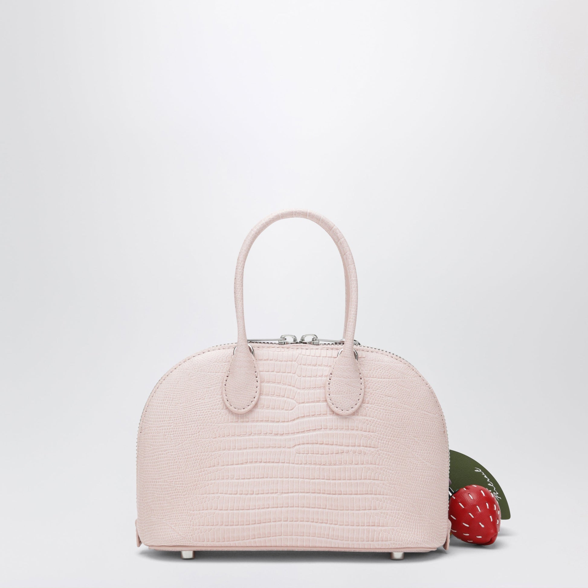 Self Portrait Mini Embossed Leather Bowling Bag In Pink Women SELF-PORTRAIT