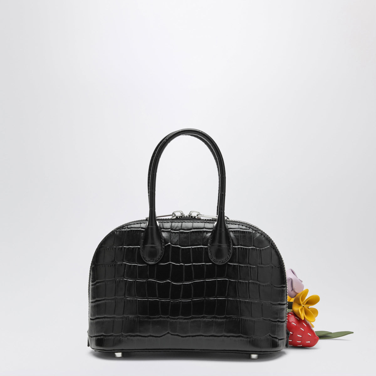 Self-Portrait Mini Black Bowling Bag In Embossed Leather Women SELF-PORTRAIT