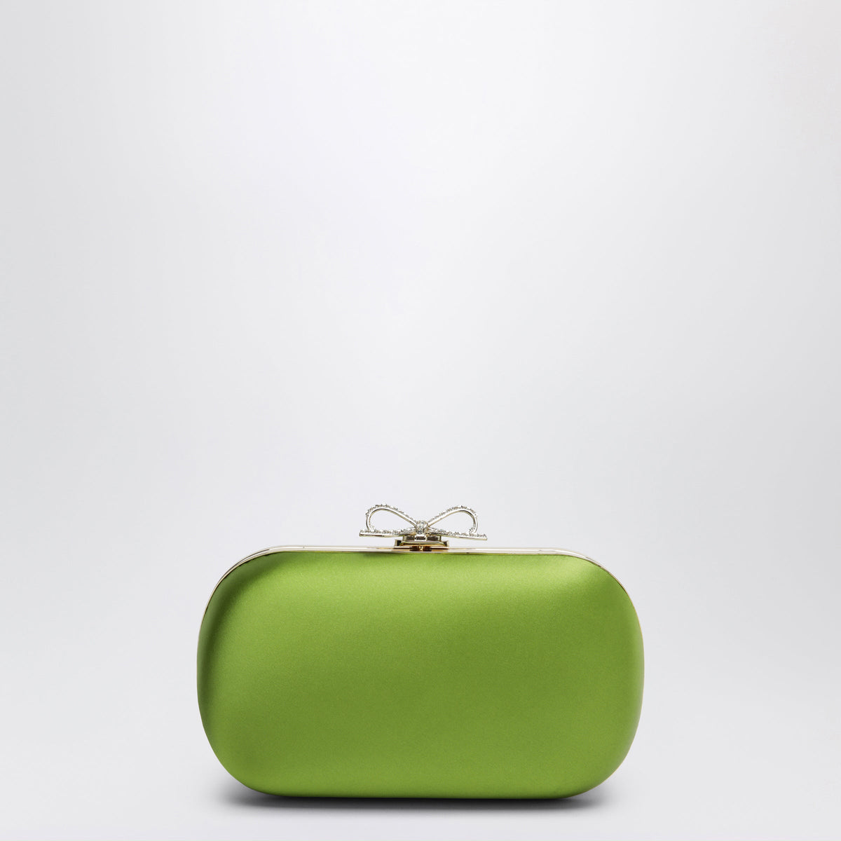 Self-Portrait Green Satin Clutch Bag Women SELF-PORTRAIT