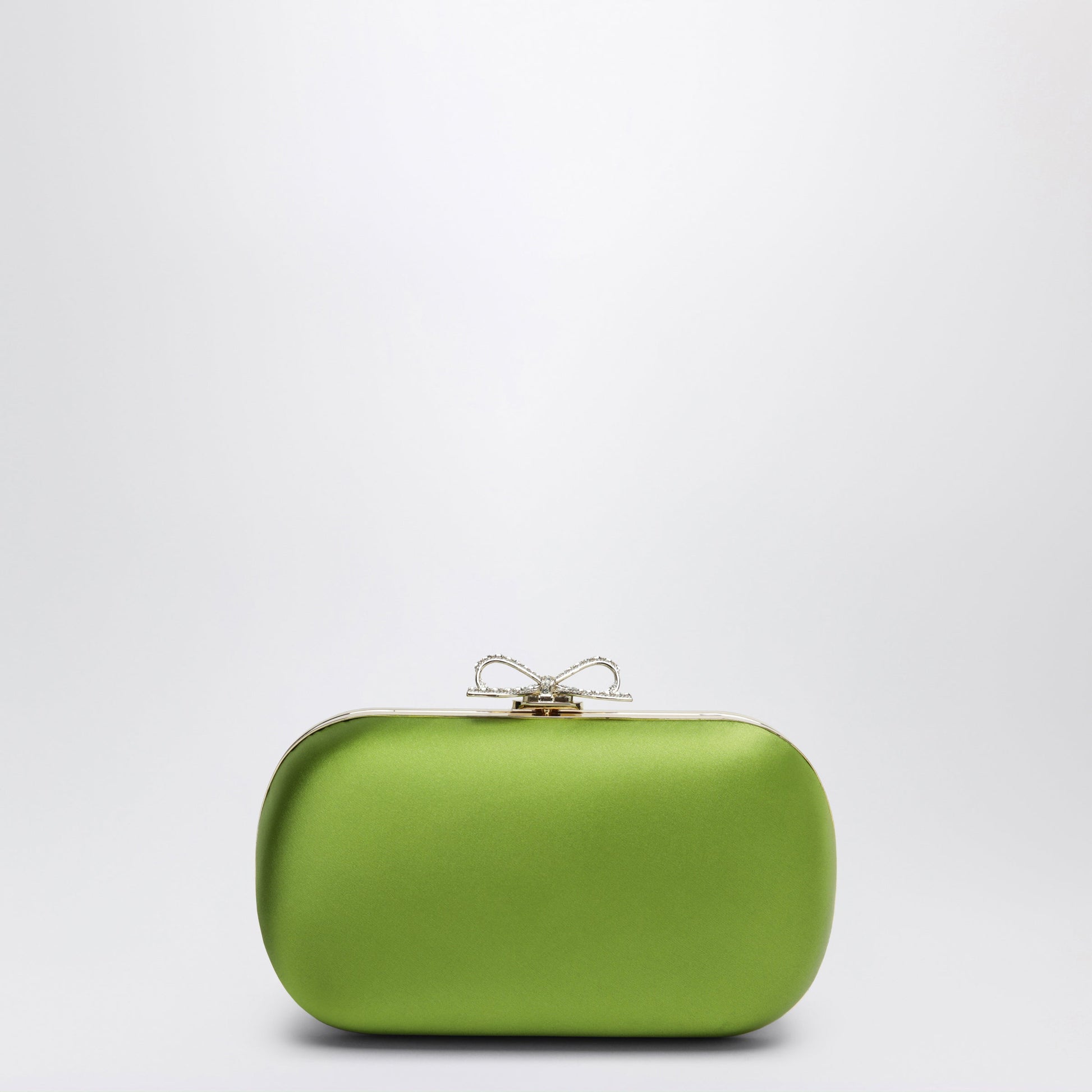 Self-Portrait Green Satin Clutch Bag Women SELF-PORTRAIT