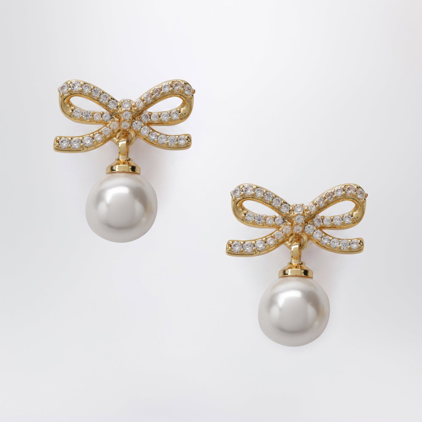 Self Portrait Bow Earrings With Pearls In Gold-Plated Brass Women SELF-PORTRAIT