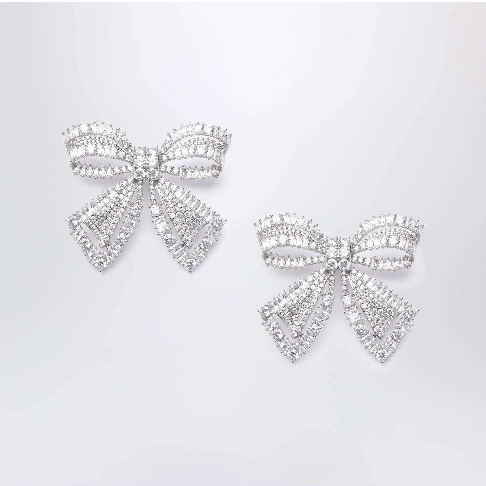 Self Portrait Crystal Bow Earrings In Silver-Plated Brass Women SELF-PORTRAIT