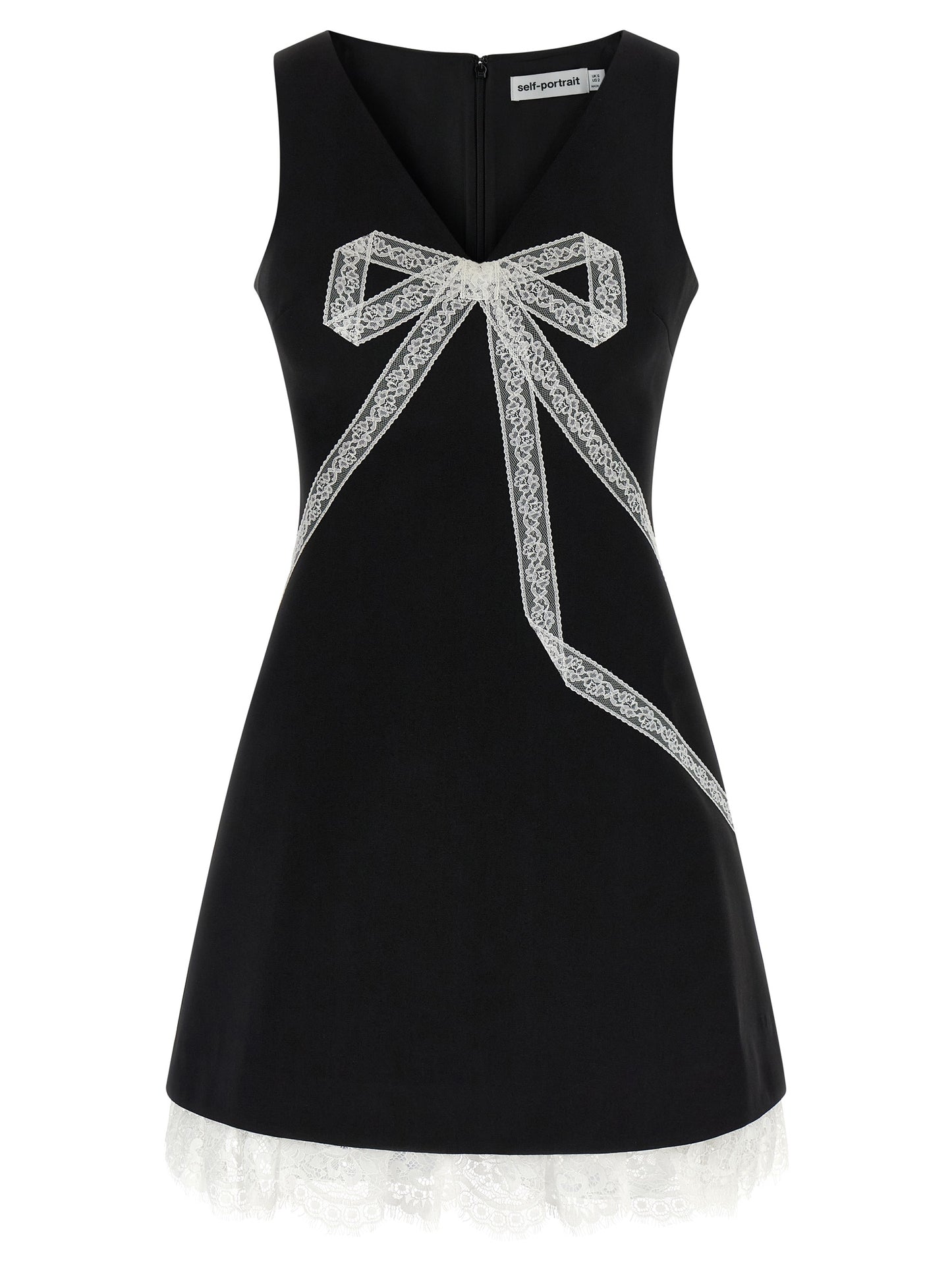 Self Portrait Women 'Black Crêpe Bow Lace Mini' Dress SELF-PORTRAIT