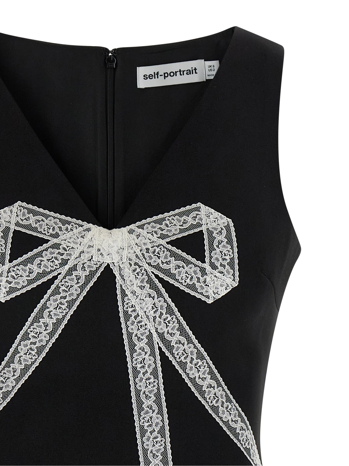 Self Portrait Women 'Black Crêpe Bow Lace Mini' Dress SELF-PORTRAIT