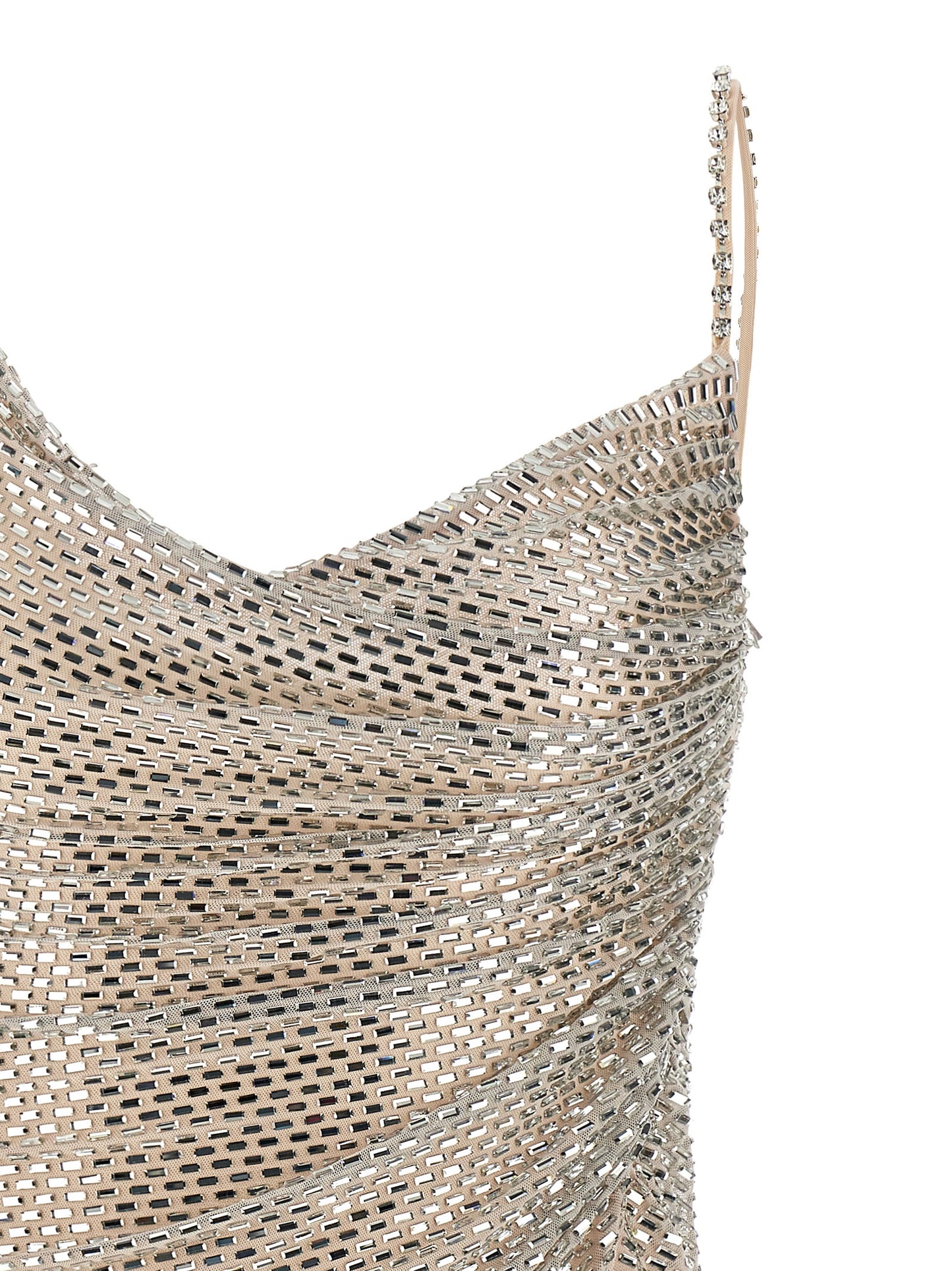 Self Portrait Women 'Champagne Rhinestone Draped Mini' Dress SELF-PORTRAIT