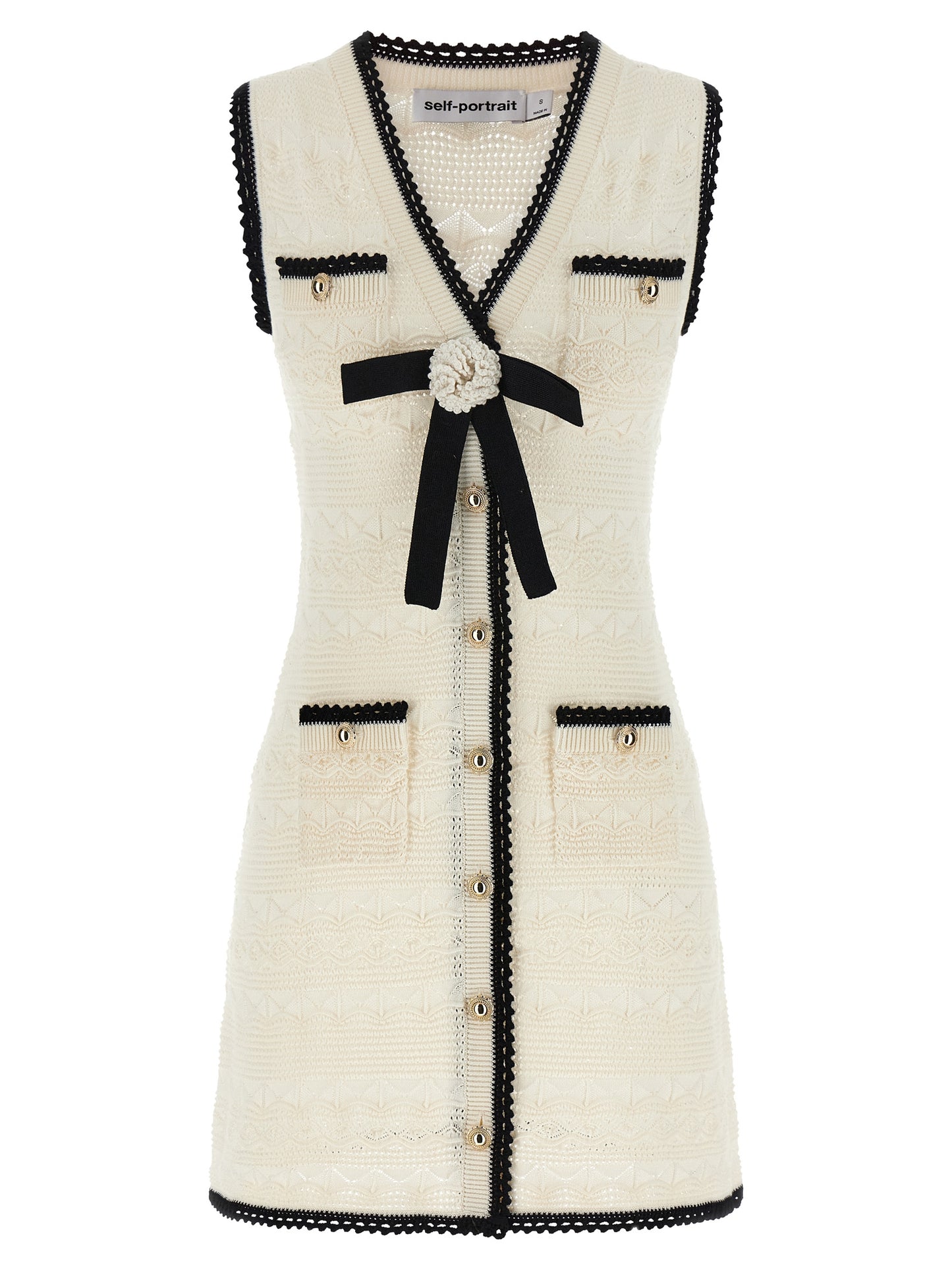 Self Portrait Women 'White Pointelle Knit Mini' Dress SELF-PORTRAIT