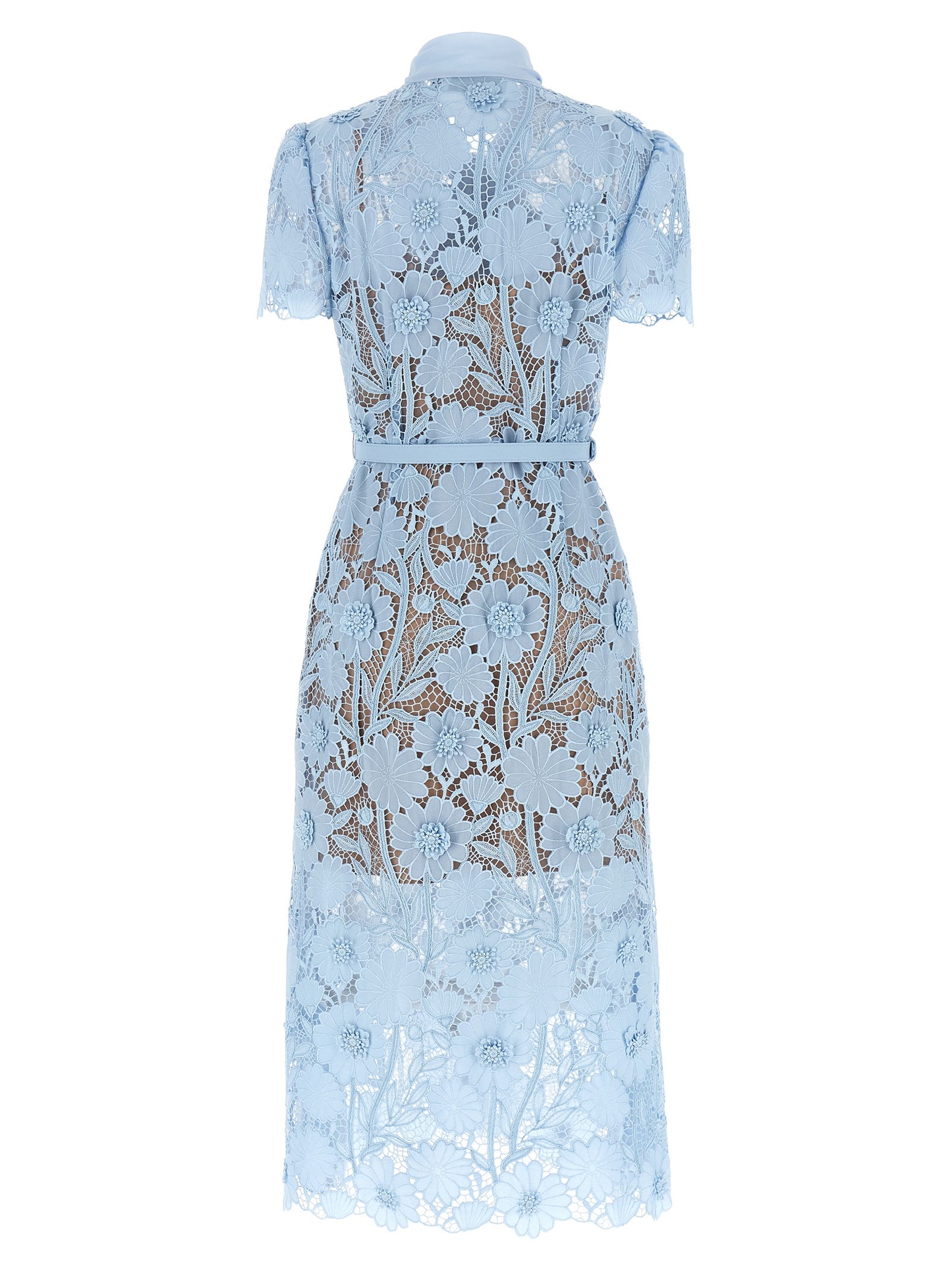 Self Portrait Women 'Blue Lace Tie Neck Midi' Dress SELF-PORTRAIT