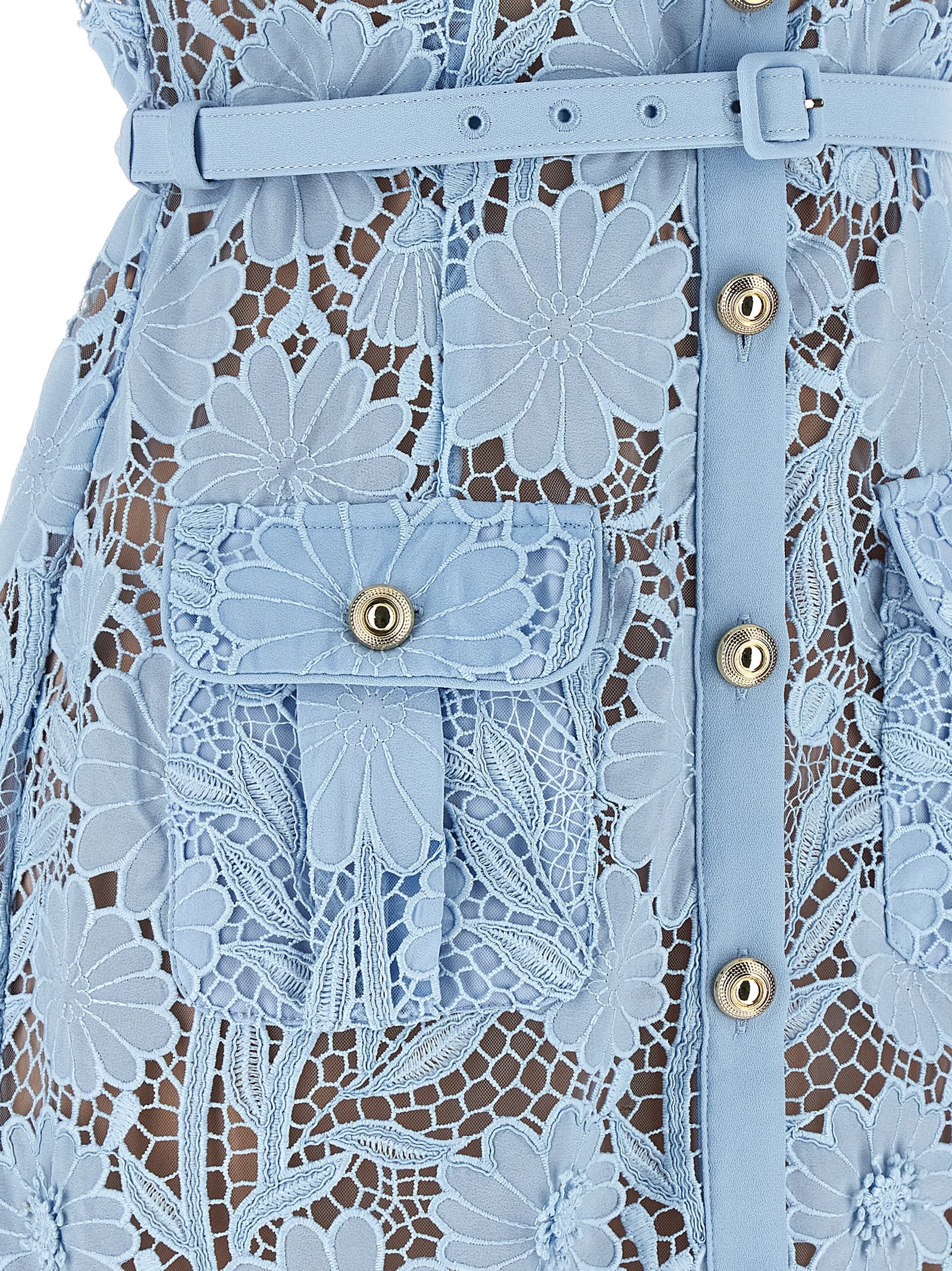 Self Portrait Women 'Blue Lace Tie Neck Midi' Dress – Luosophy