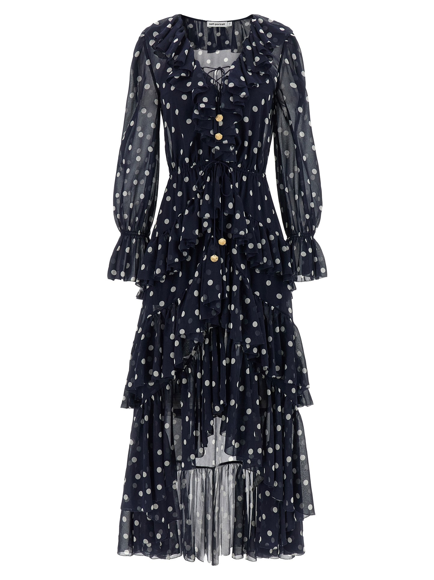 Self Portrait Women 'Polka Dot Georgette Ruffle Maxi' Dress SELF-PORTRAIT