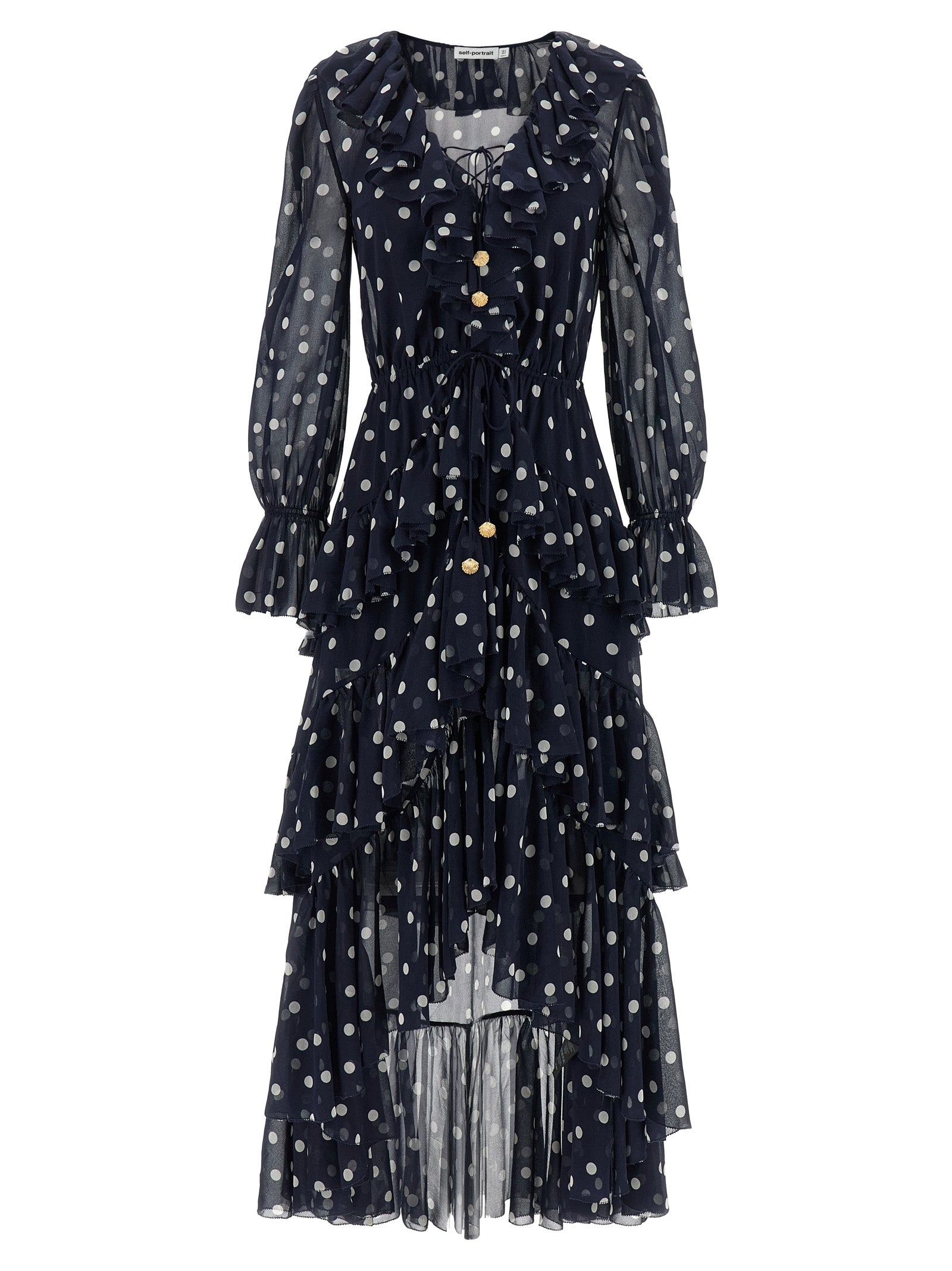 Self Portrait Women 'Polka Dot Georgette Ruffle Maxi' Dress SELF-PORTRAIT