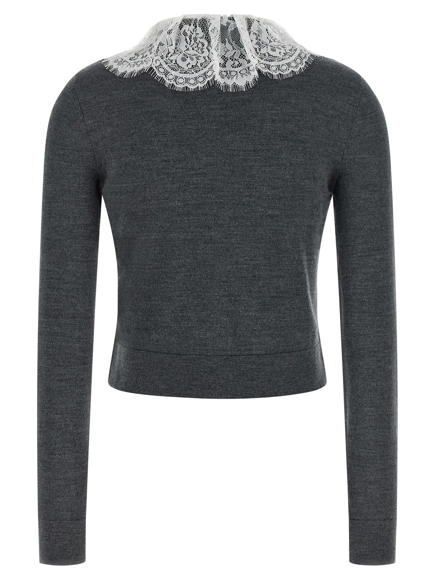 Self Portrait Women 'Grey Lace Collar Knit' Cardigan SELF-PORTRAIT
