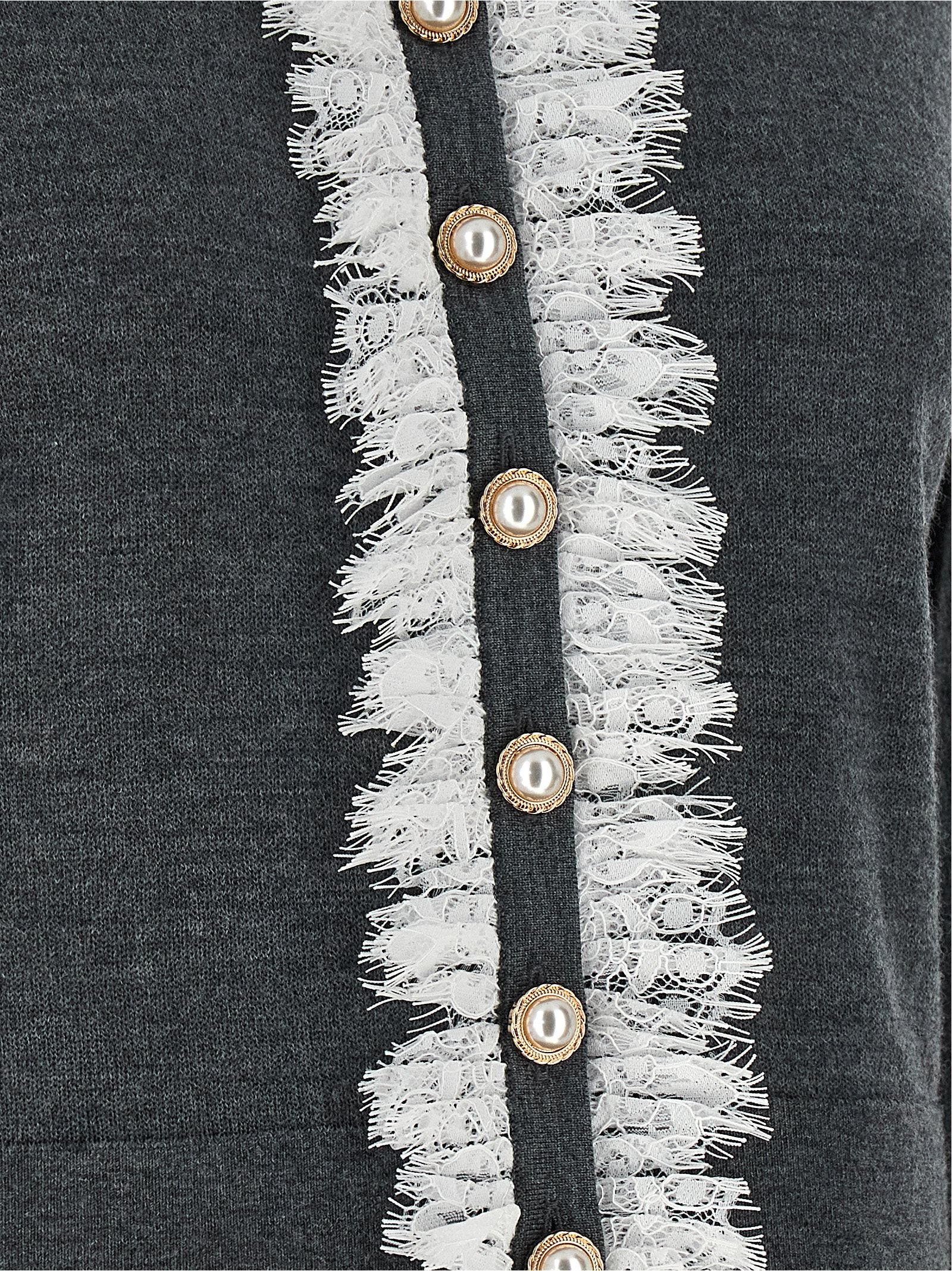 Self Portrait Women 'Grey Lace Collar Knit' Cardigan SELF-PORTRAIT