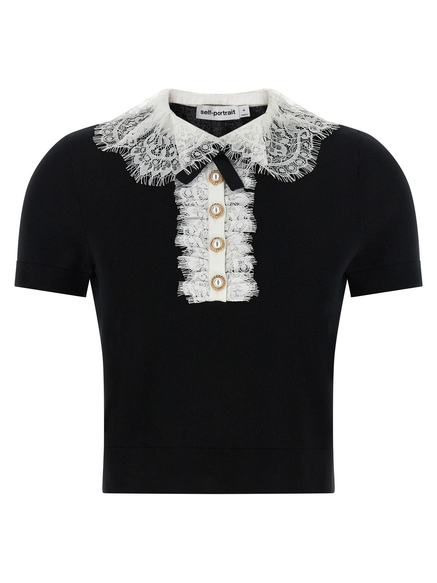Self Portrait Women 'Black Knit Lace Collar' Top SELF-PORTRAIT