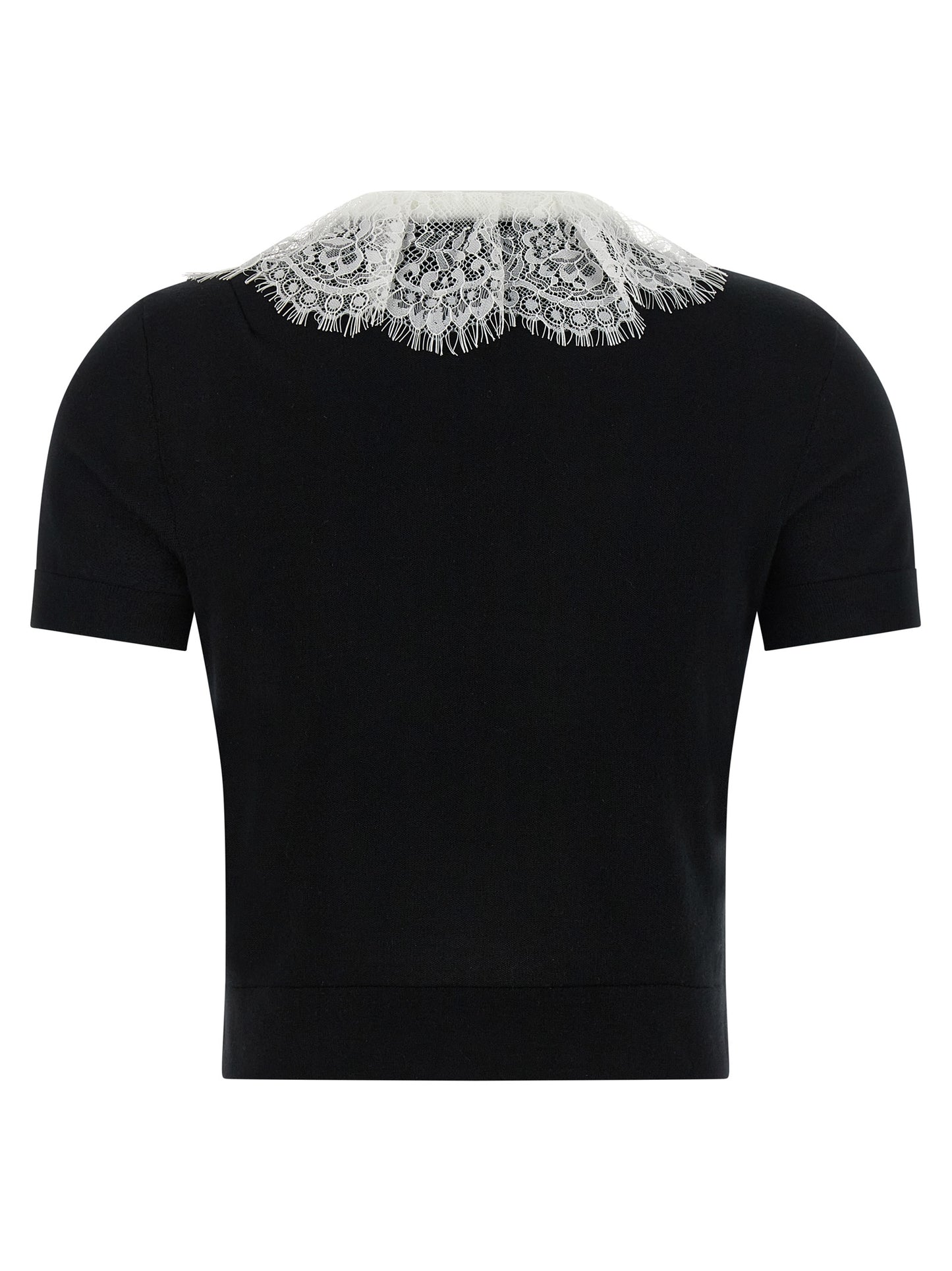 Self Portrait Women 'Black Knit Lace Collar' Top SELF-PORTRAIT