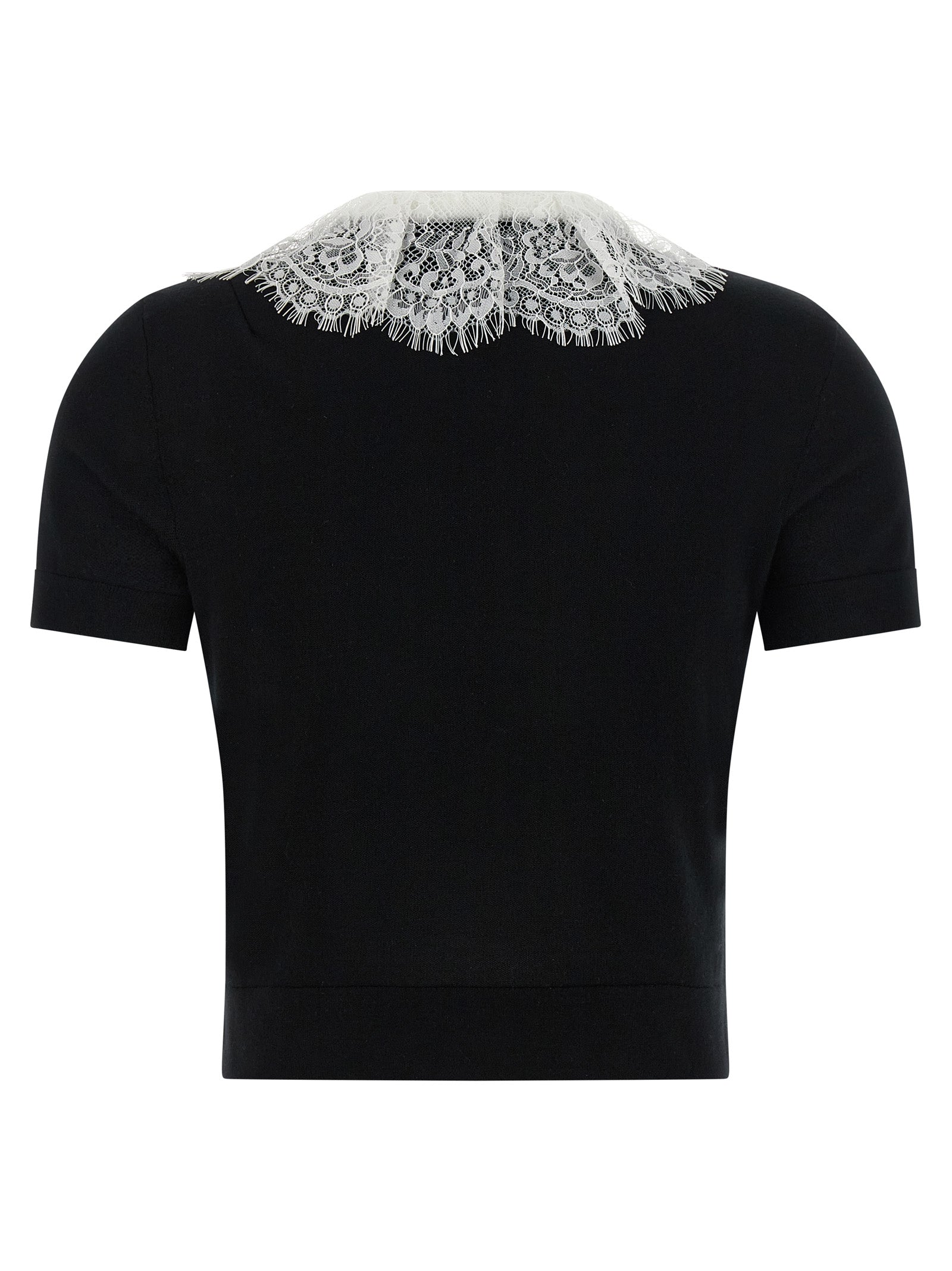 Self Portrait Women 'Black Knit Lace Collar' Top SELF-PORTRAIT