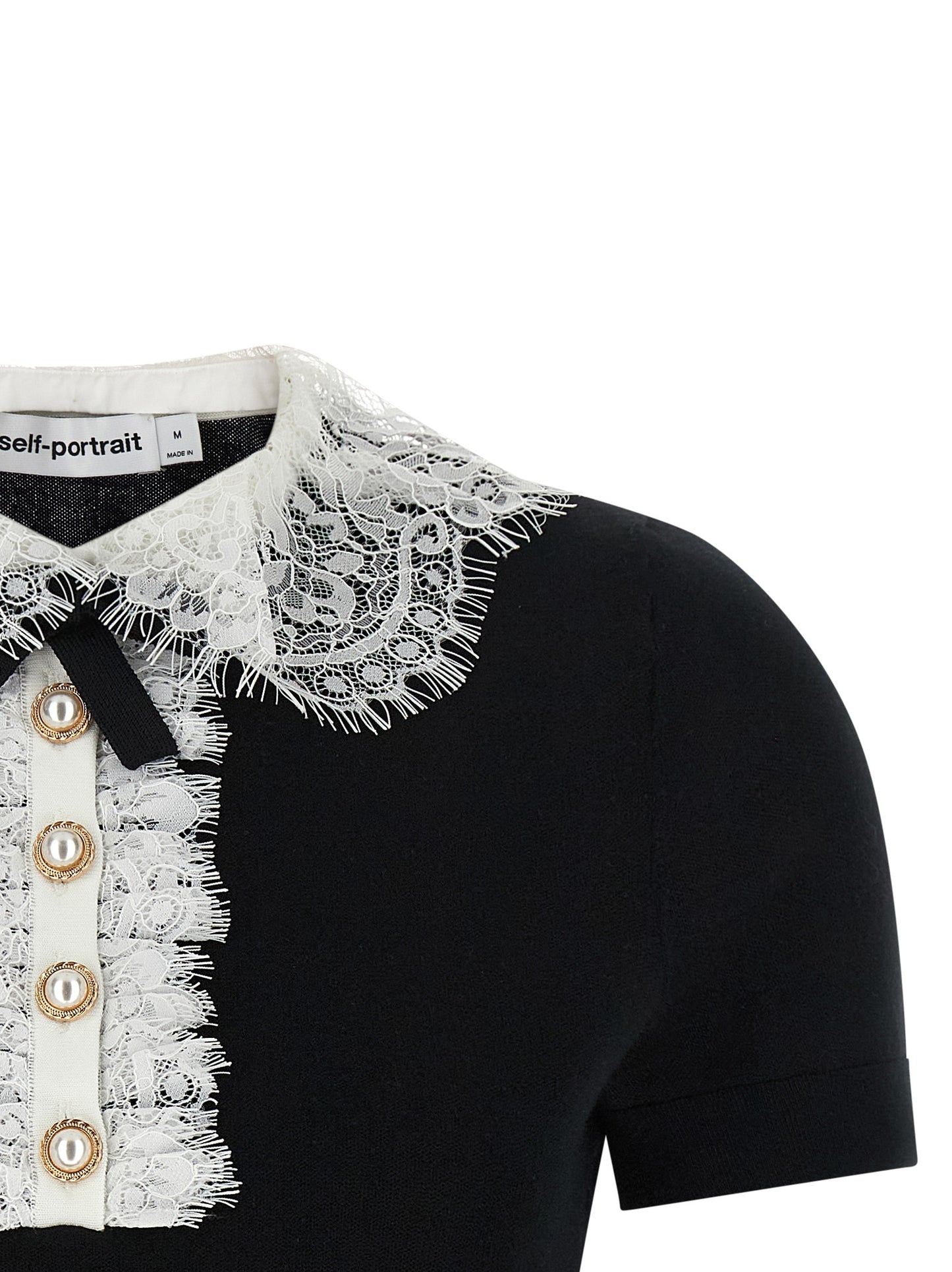 Self Portrait Women 'Black Knit Lace Collar' Top SELF-PORTRAIT