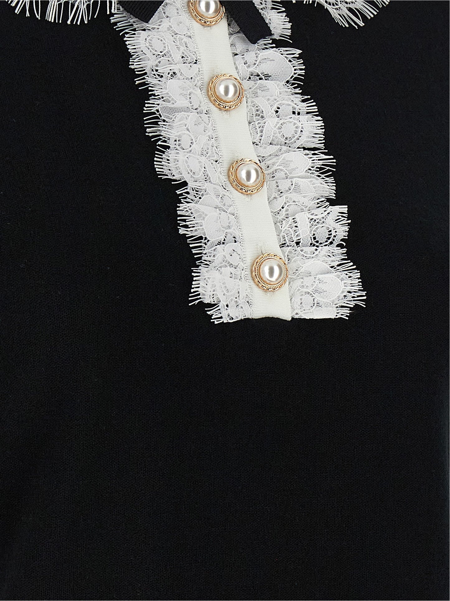 Self Portrait Women 'Black Knit Lace Collar' Top SELF-PORTRAIT