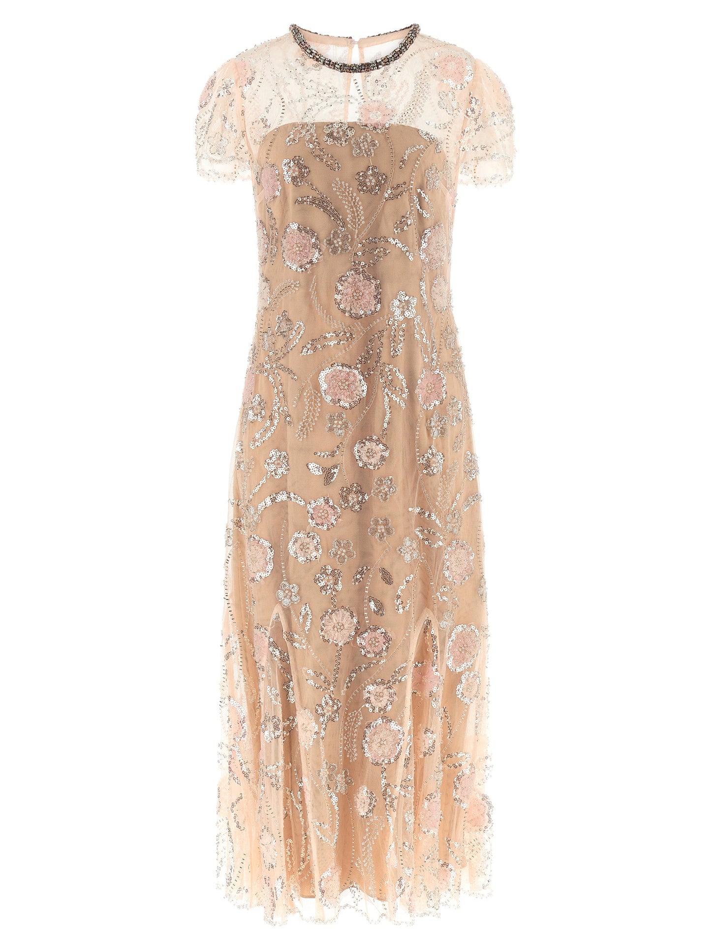 Self Portrait Women 'Pink Flower Sequin Embellished Midi' Dress SELF-PORTRAIT