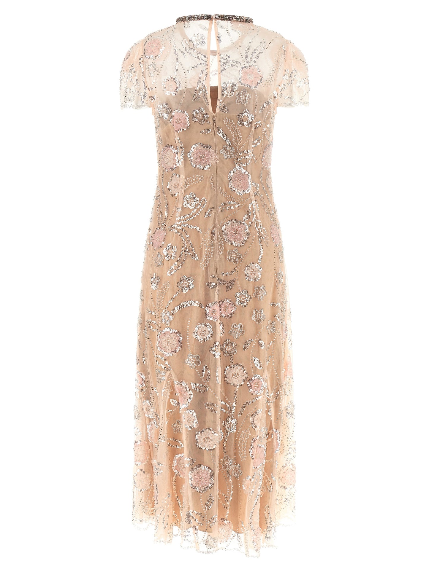 Self Portrait Women 'Pink Flower Sequin Embellished Midi' Dress SELF-PORTRAIT