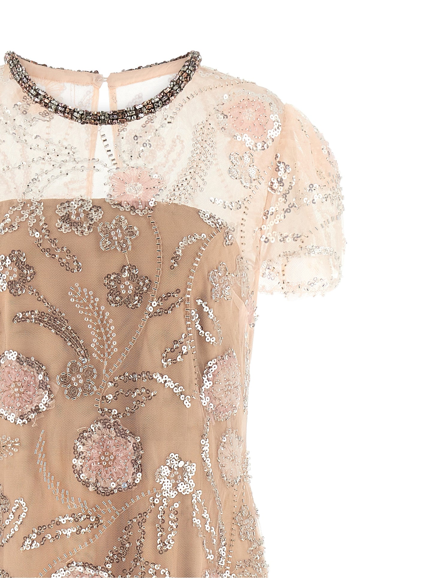 Self Portrait Women 'Pink Flower Sequin Embellished Midi' Dress SELF-PORTRAIT