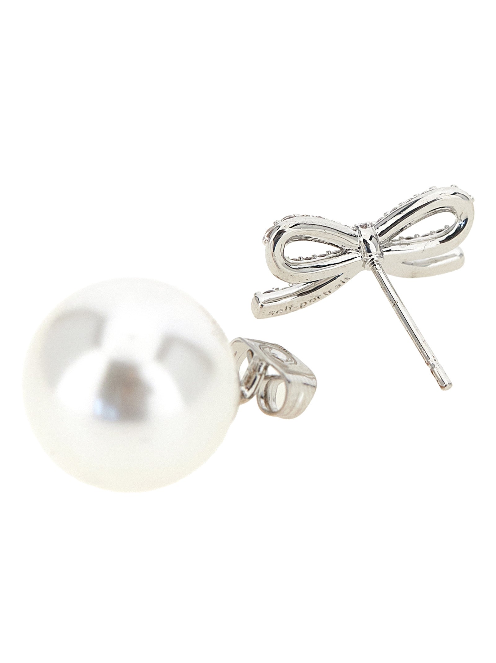 Self Portrait Women 'Crystal Bow Pearl Back' Earrings SELF-PORTRAIT